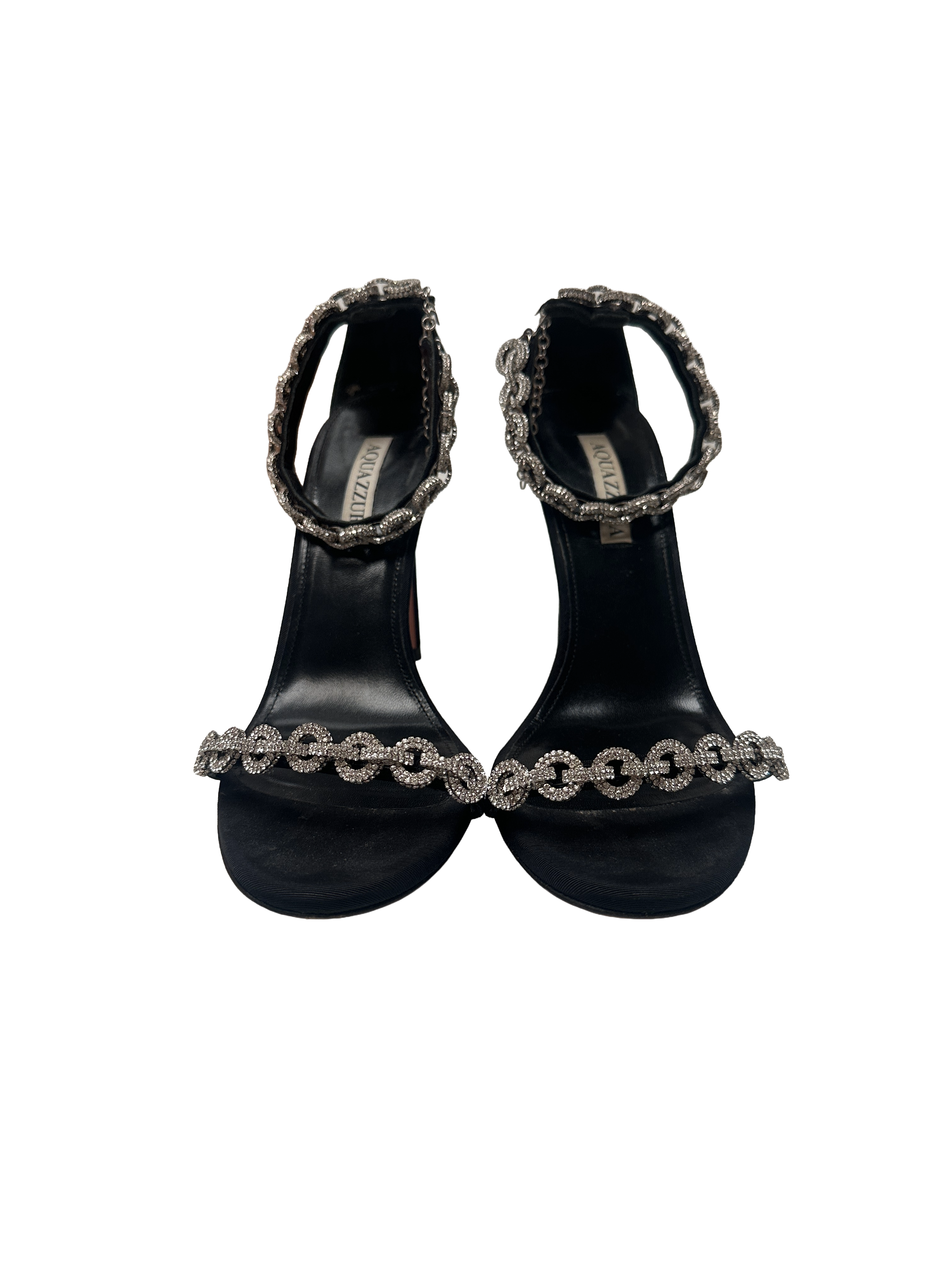Aquazzura crystal chain ankle strap sandals - size 39.5