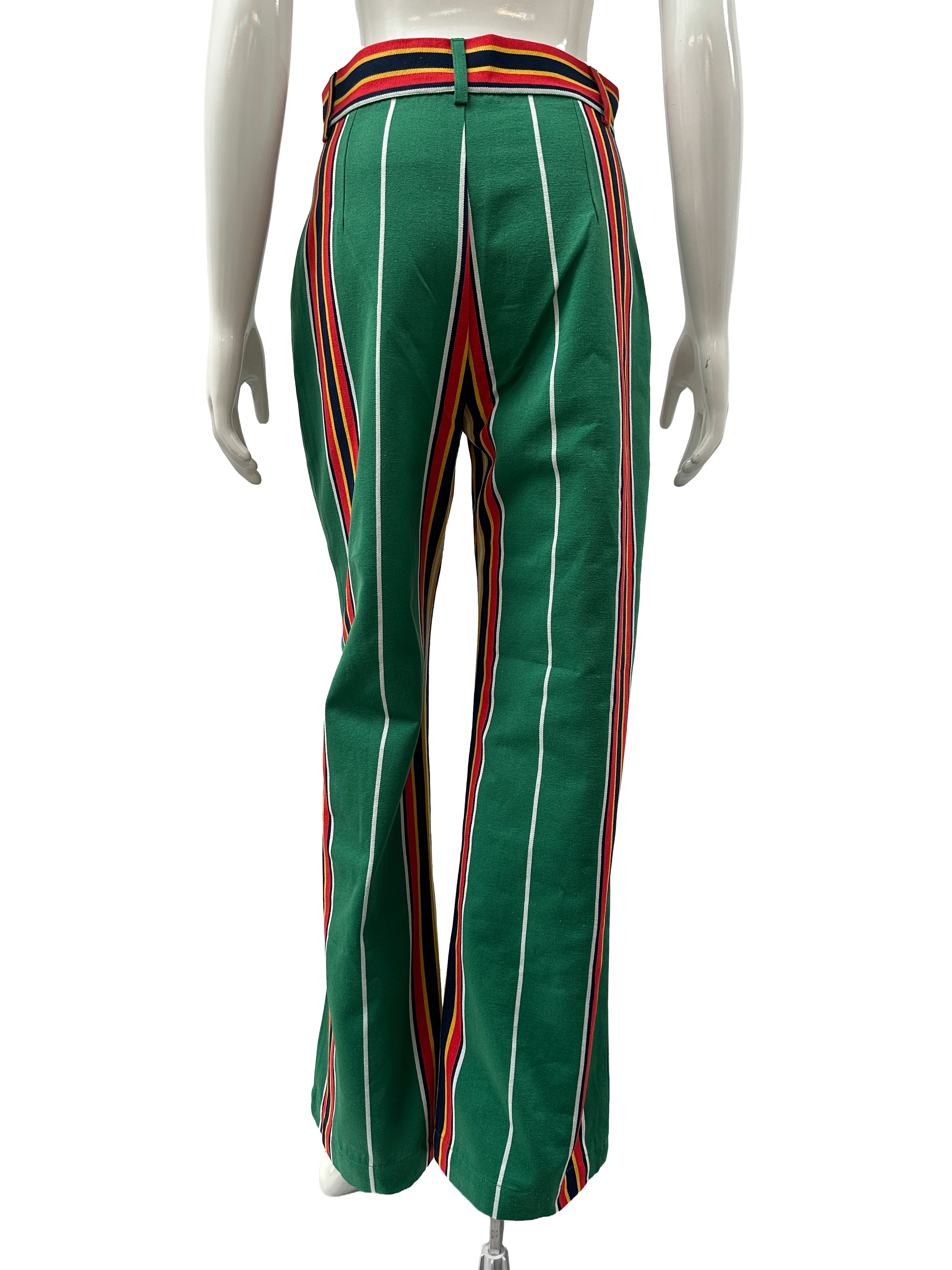 La Veste green pippi style multicolor striped cotton pants - size M