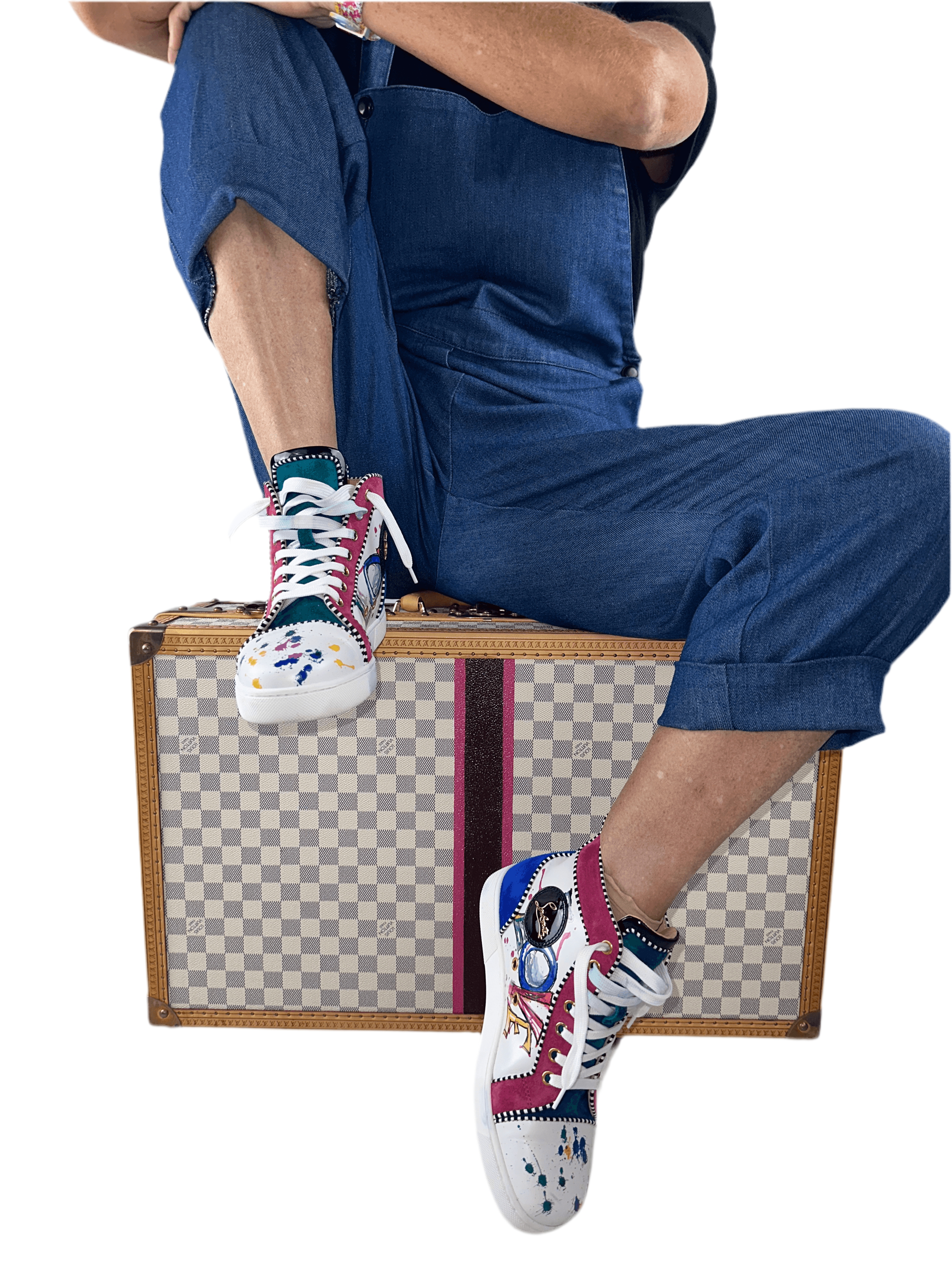 Louboutin multicolor leather & suede LOVE high sneakers - size 36