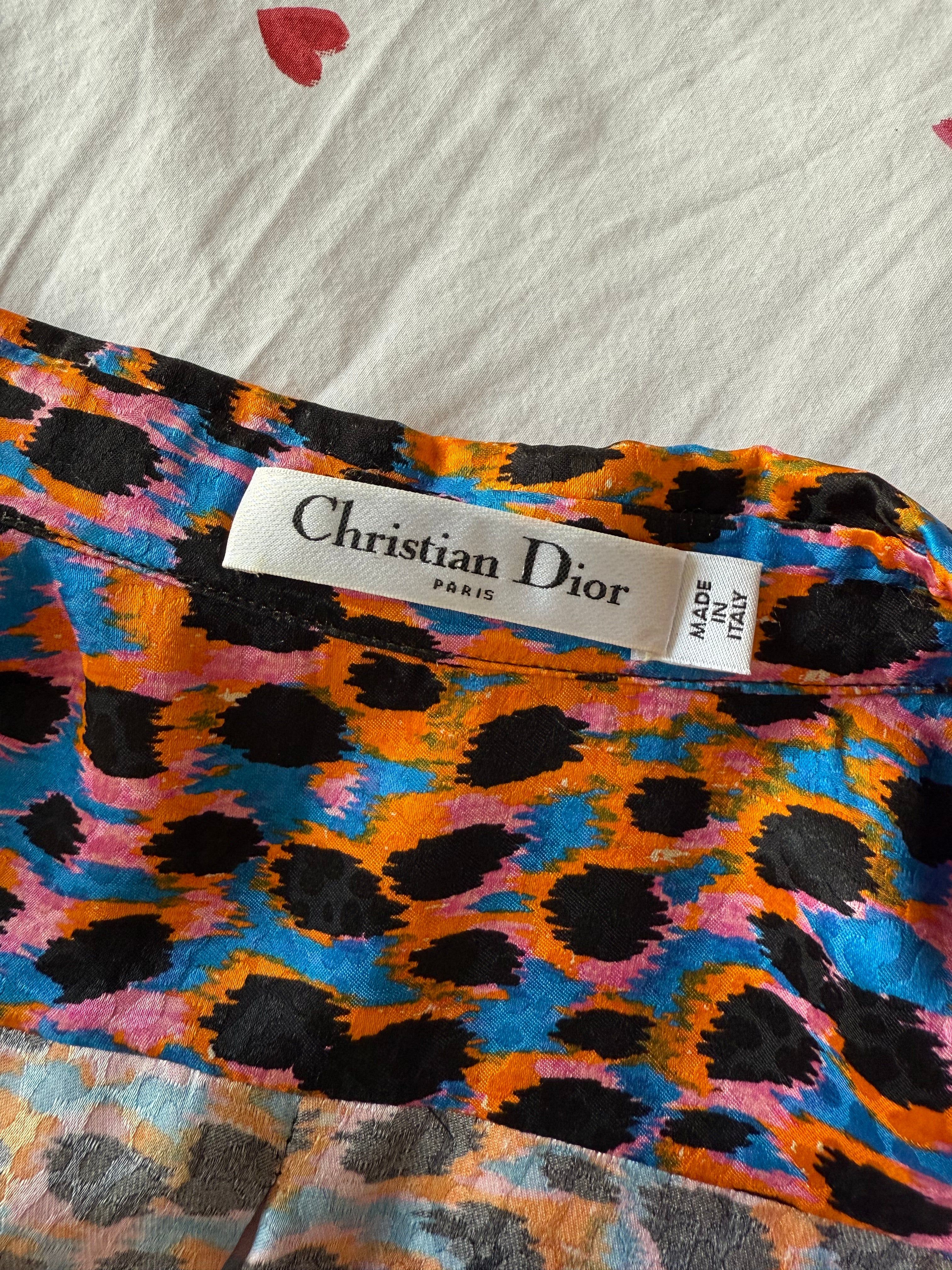 Dior blue leopard and multicolor shirt - size 36