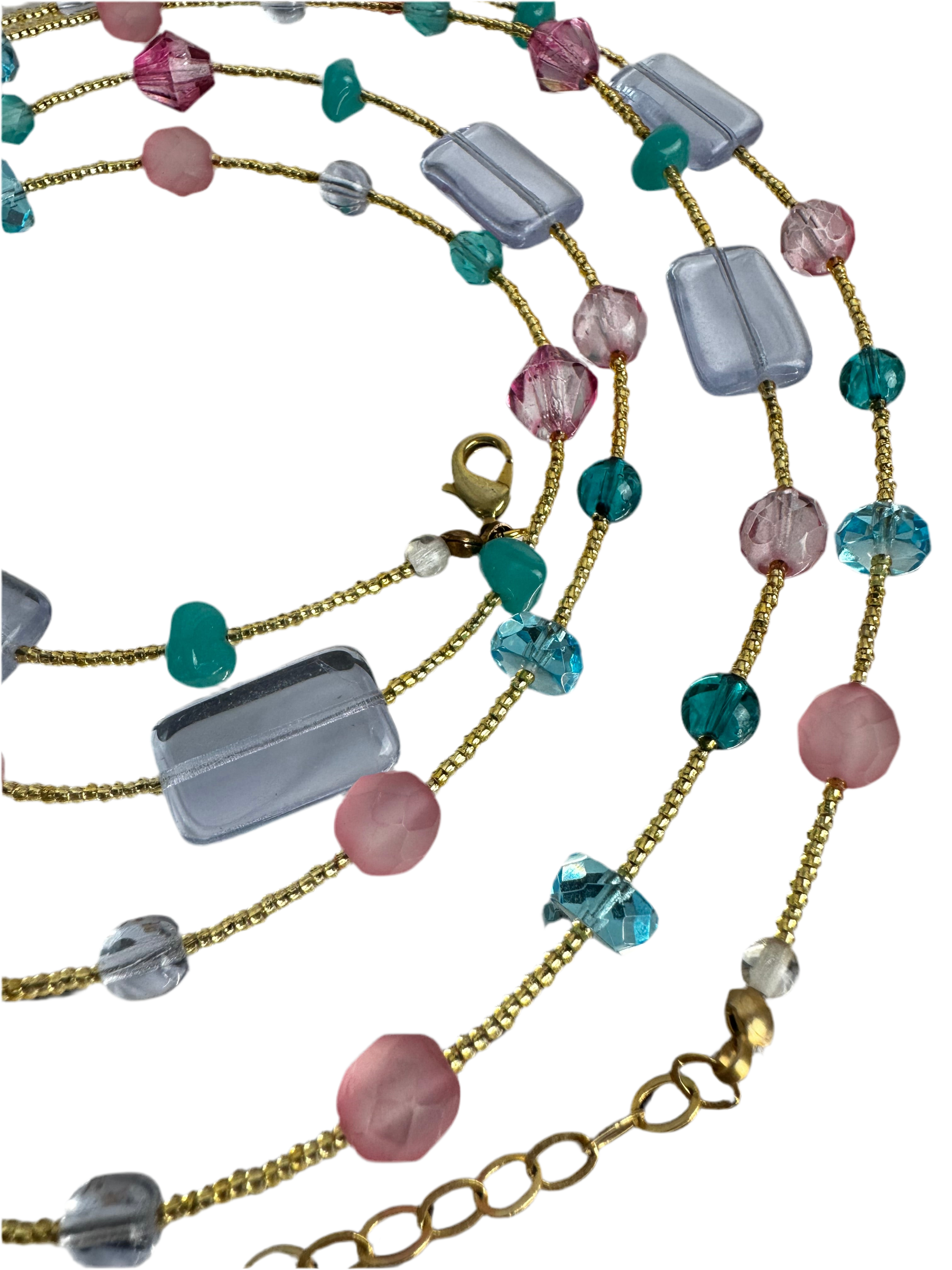 Manuela Zanvettori Multi gold pink & blue necklace