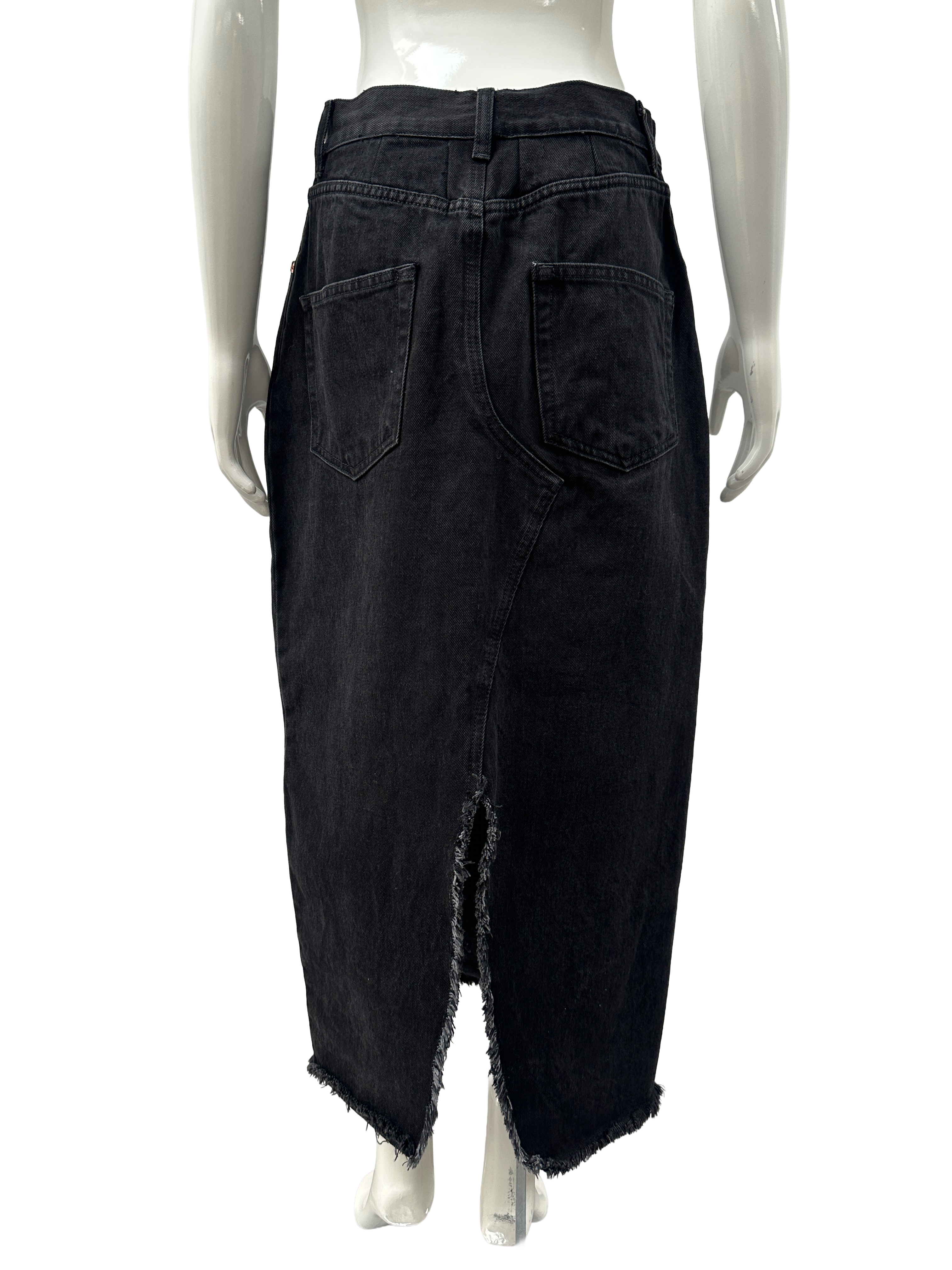 Raey black organic cotton denim midi skirt - size 40
