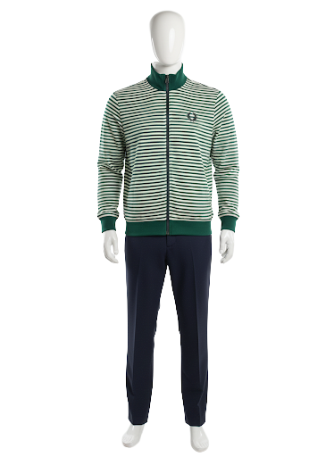 Fred Perry green stiped zip sweatshirt - size XL
