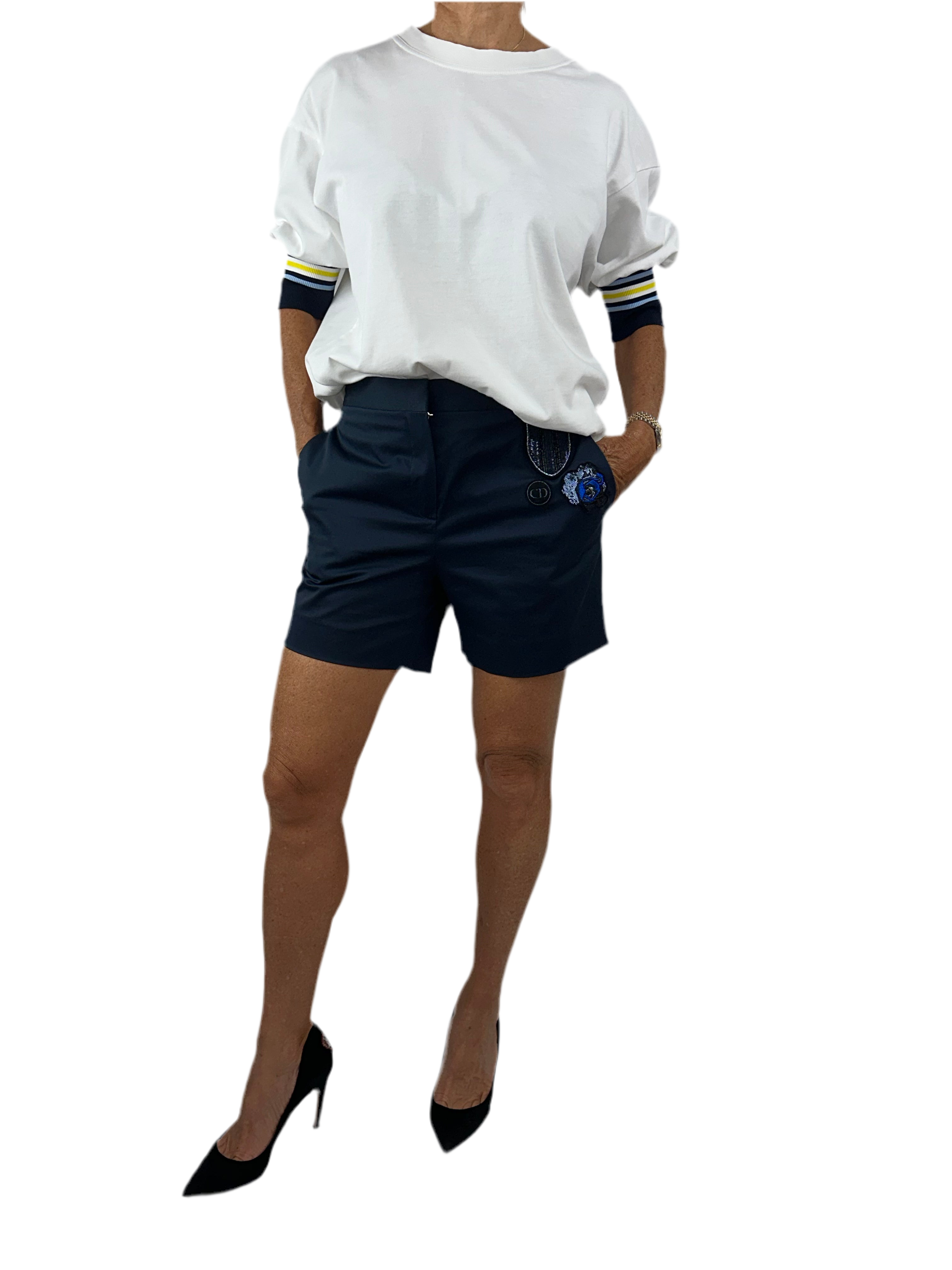 Christian Dior Navy blue shorts in cotton - size 38 FR resized to fit a 36