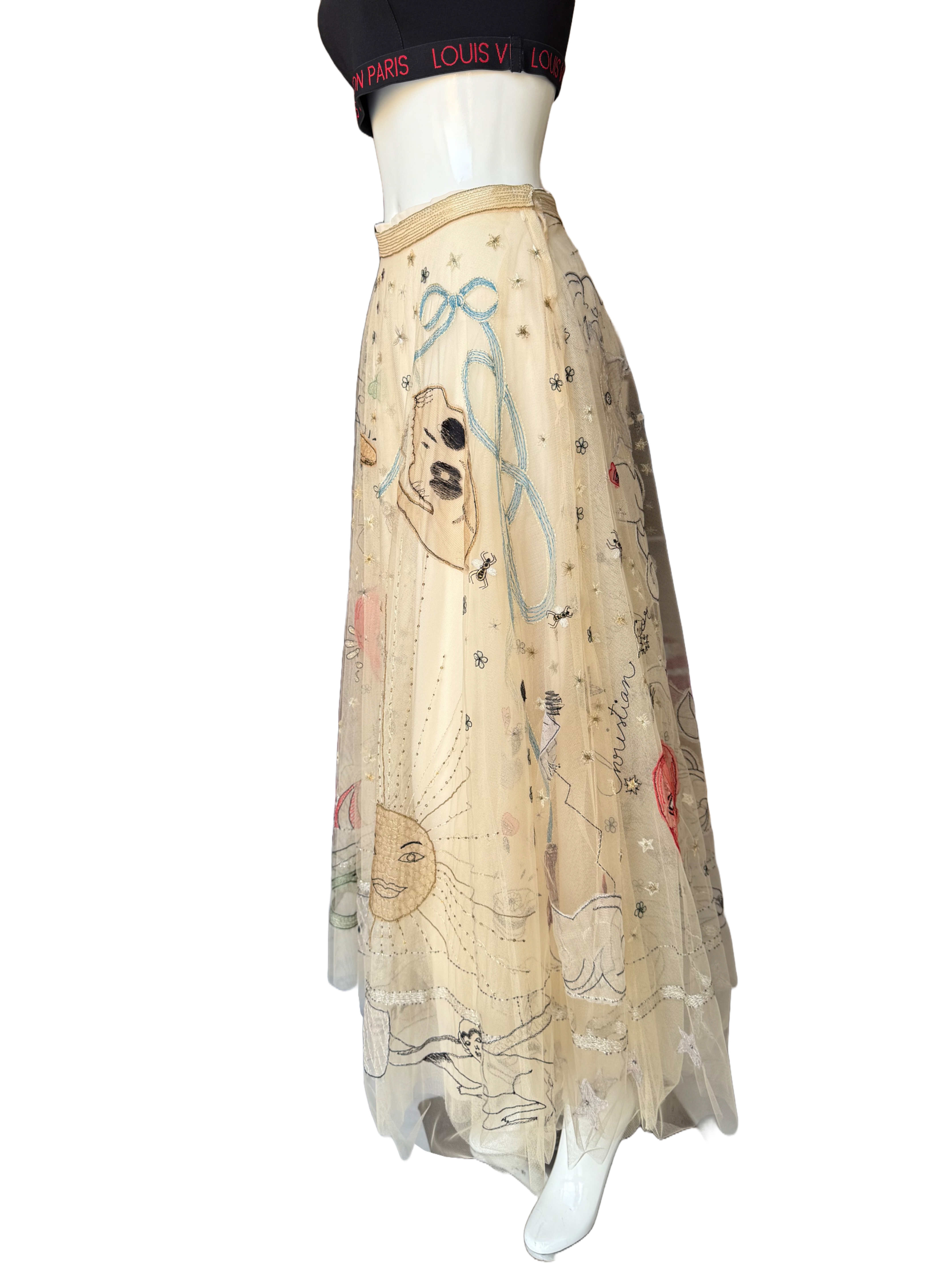 Dior long embroidered skirt - size 36