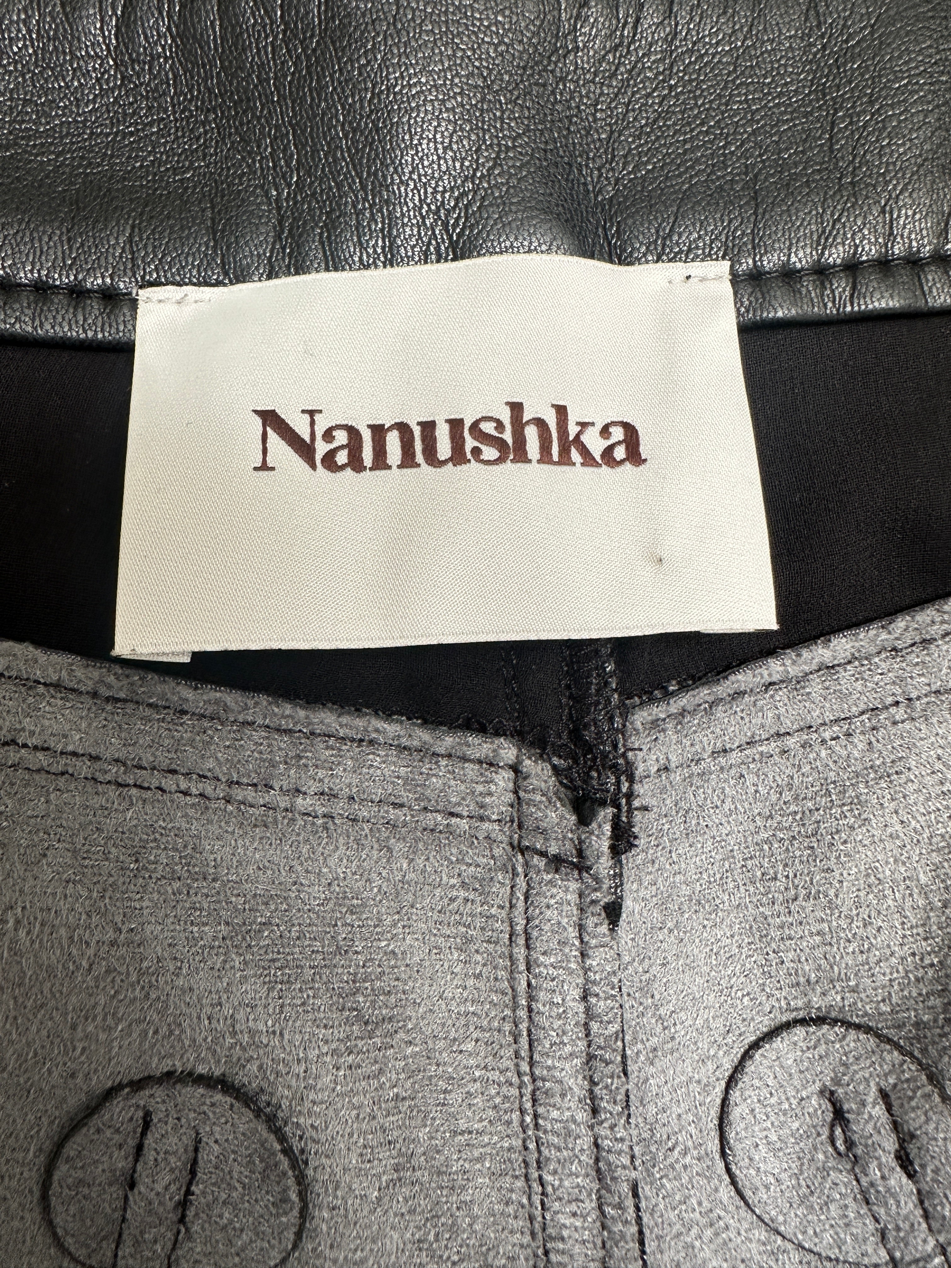 Nanushka black faux leather straight-leg pants - size M