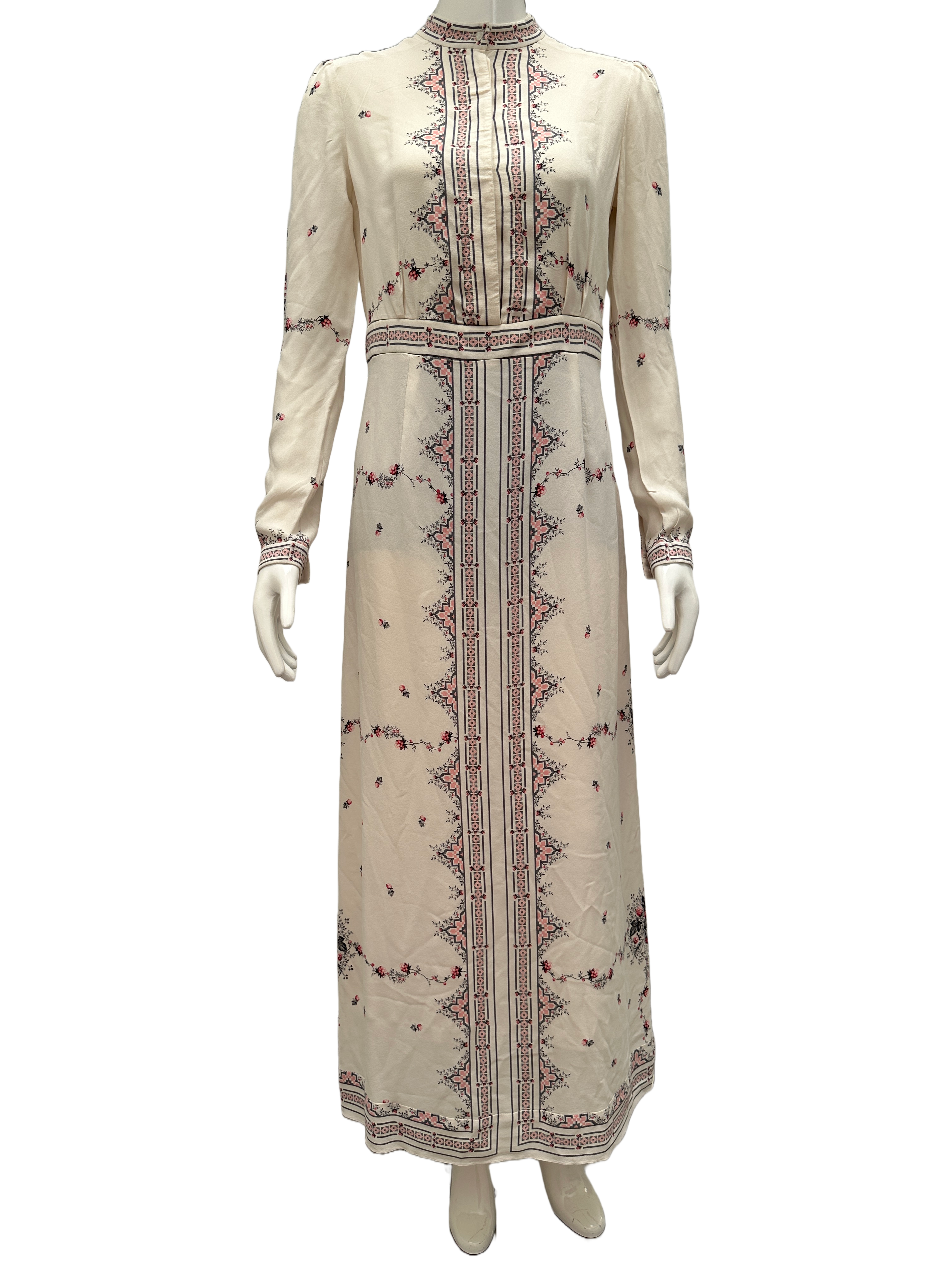 Vilshenko off-white dress with pink and grey motif - size 40