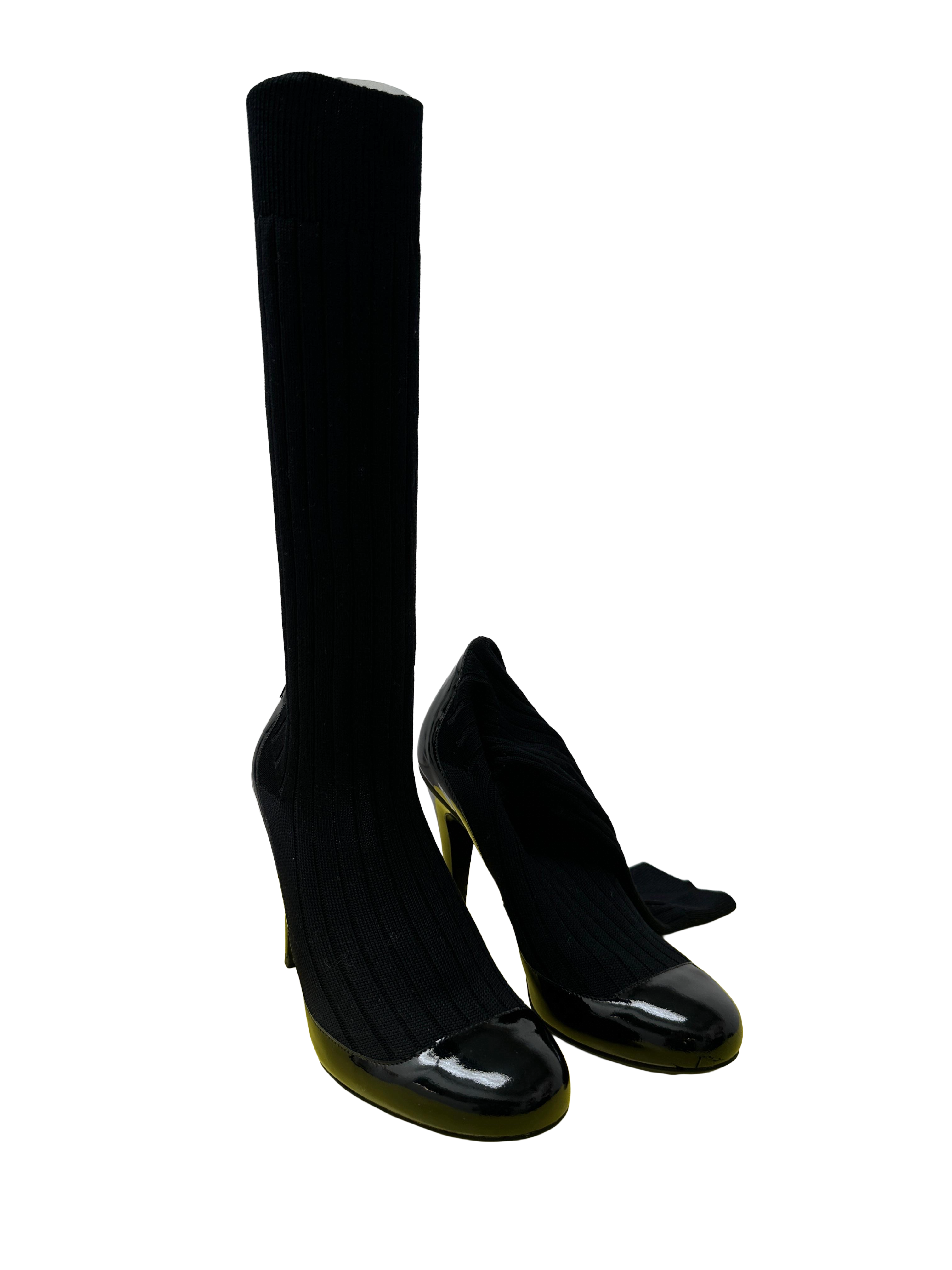 Chanel patent knit sock boots - size 39