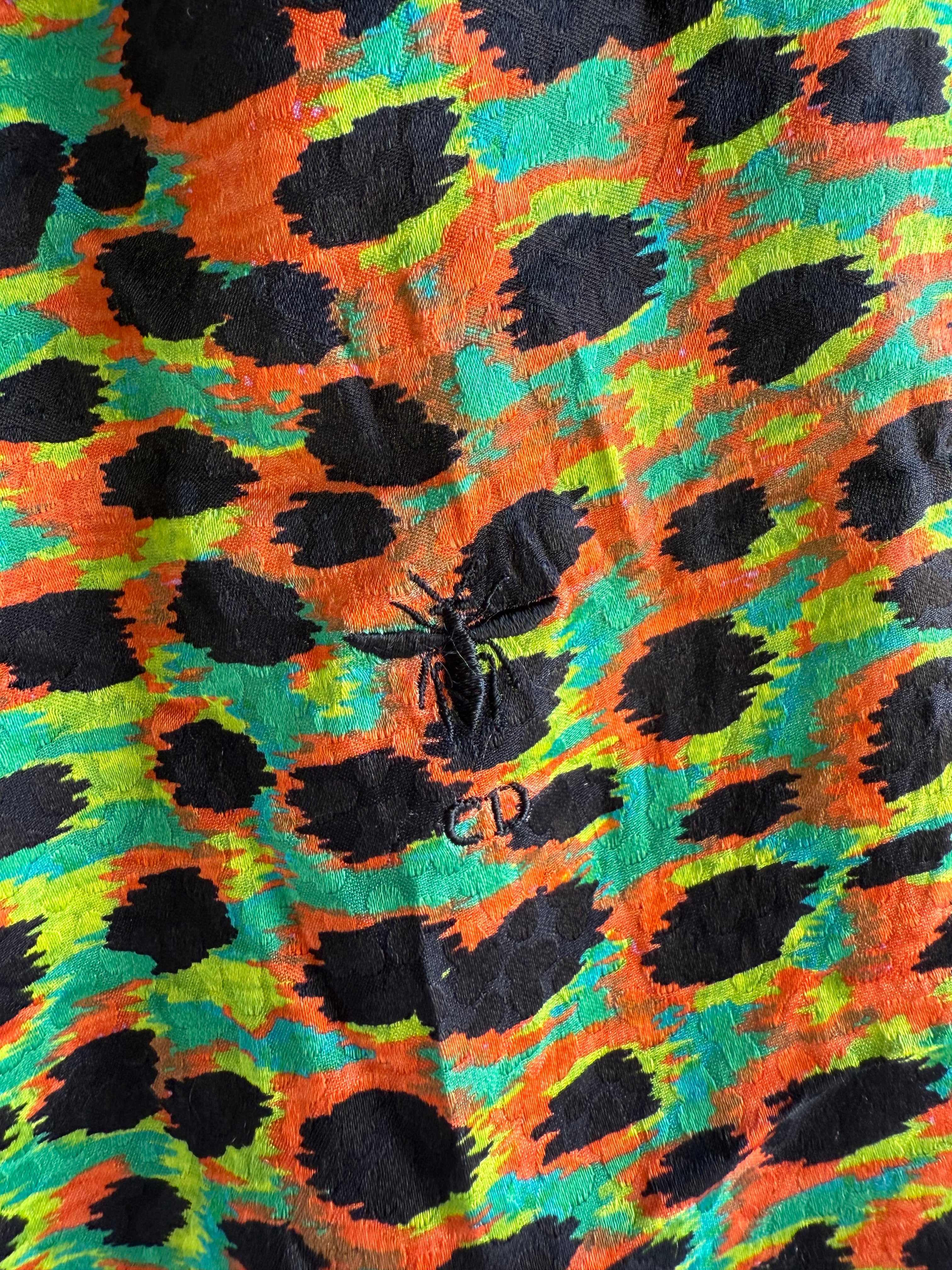 Dior green leopard and multicolor shirt - size 36