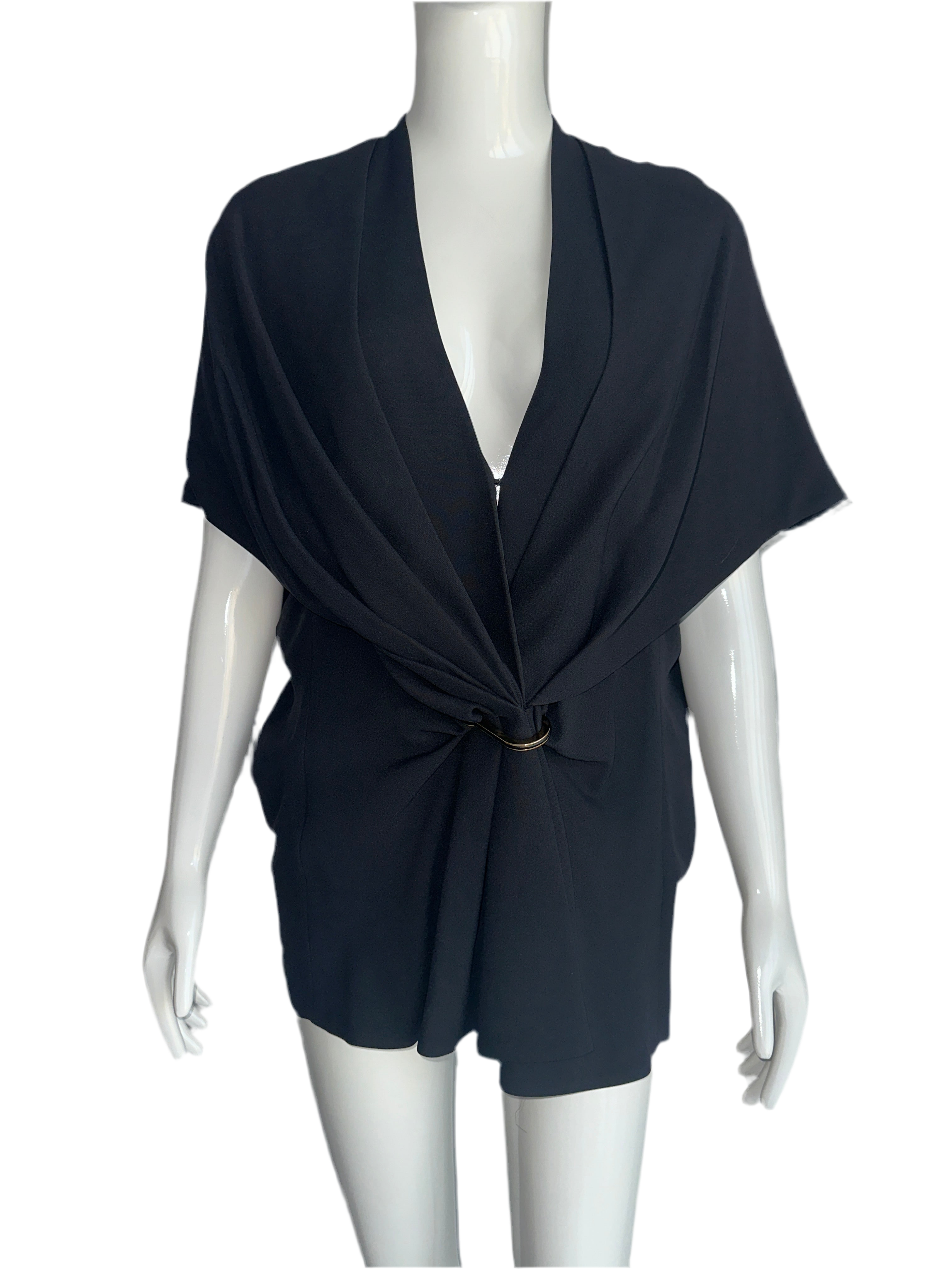Balenciaga black draped top with gold detail - size 38