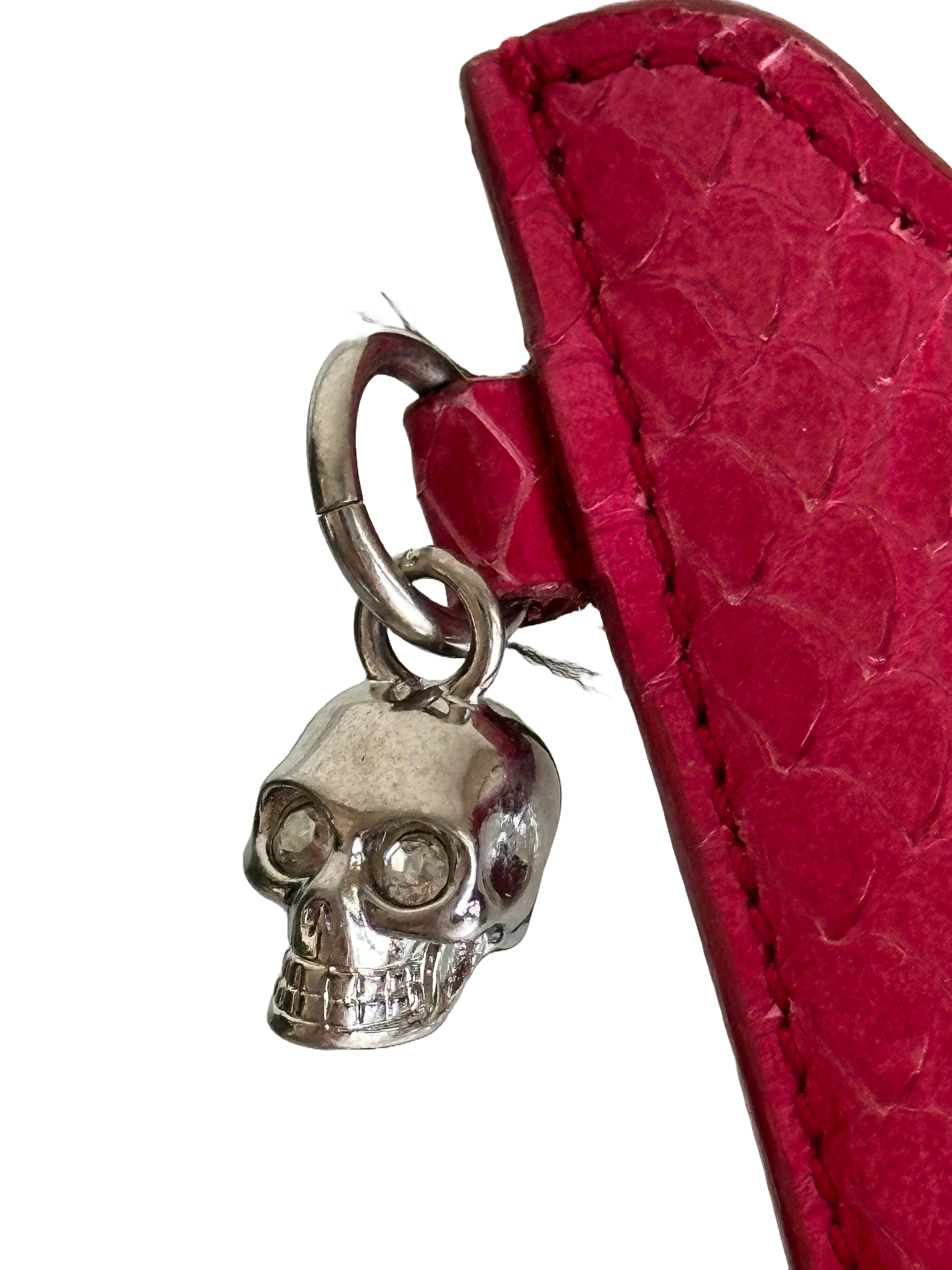 Alexander Mcqueen pink croc embossed and leather phone case