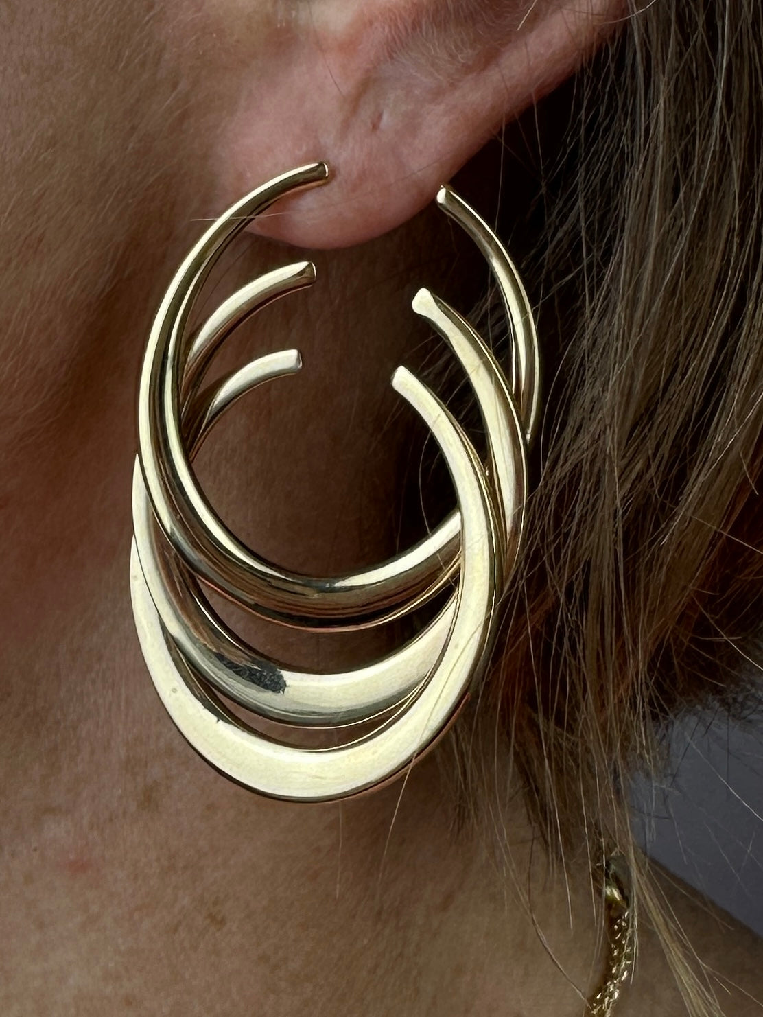 Dior C Motif Gold Tone Long hoop Earrings