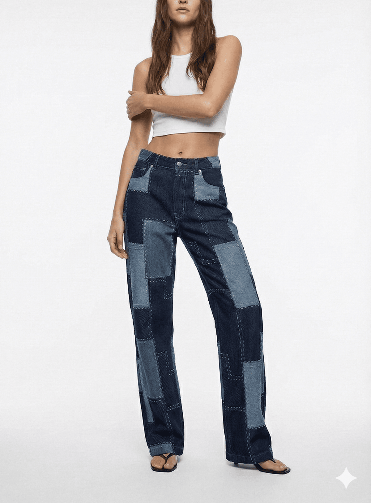 Patchwork Denim Pattern Fabric - size M