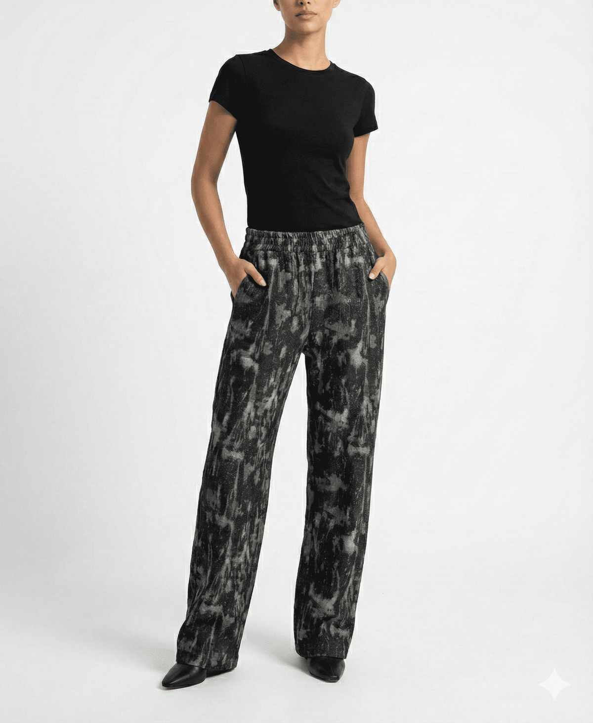 Marble Grey Abstract Print trousers - size M