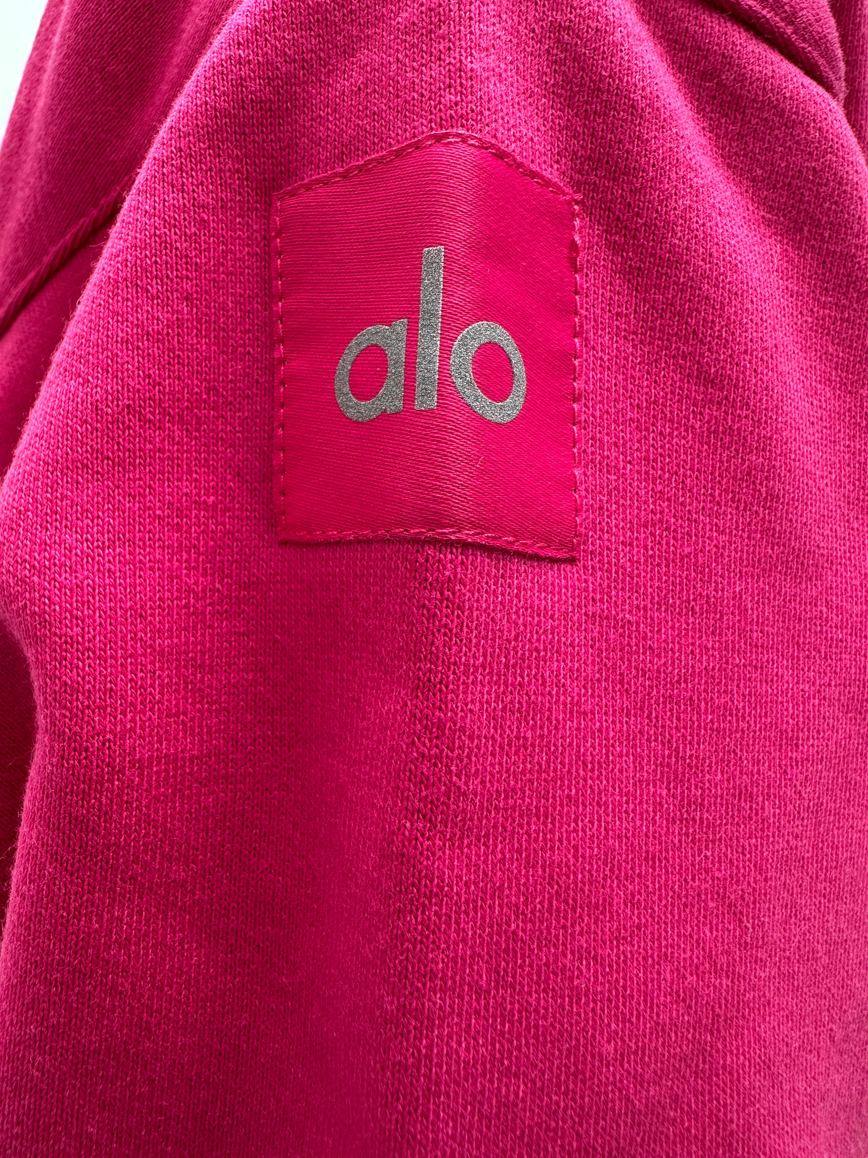 Alo Yoga Henkey polo cropped sweatshirt magenta - size 34