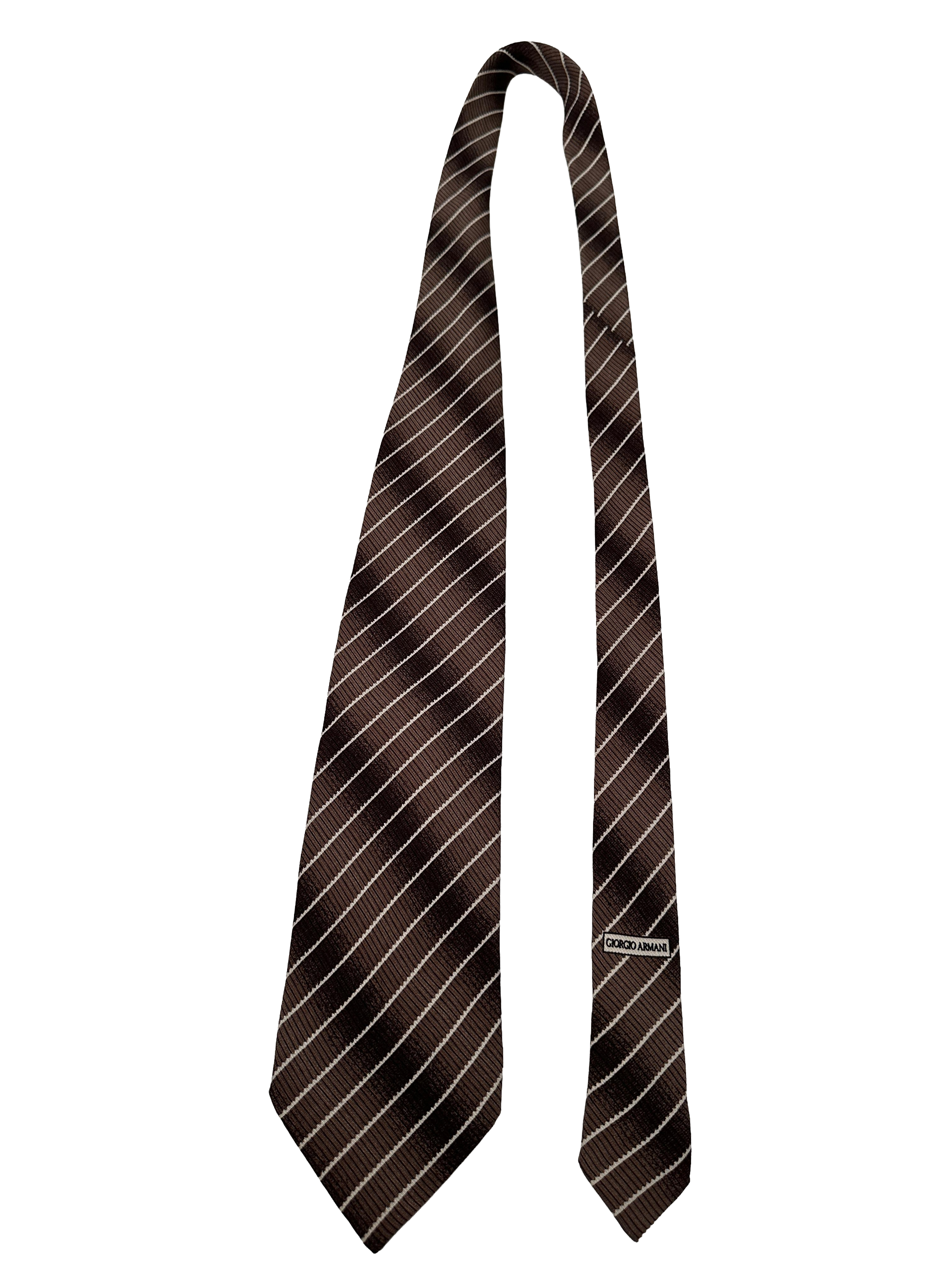 Armani Collezioni silk tie (brown & ivory stripes)
