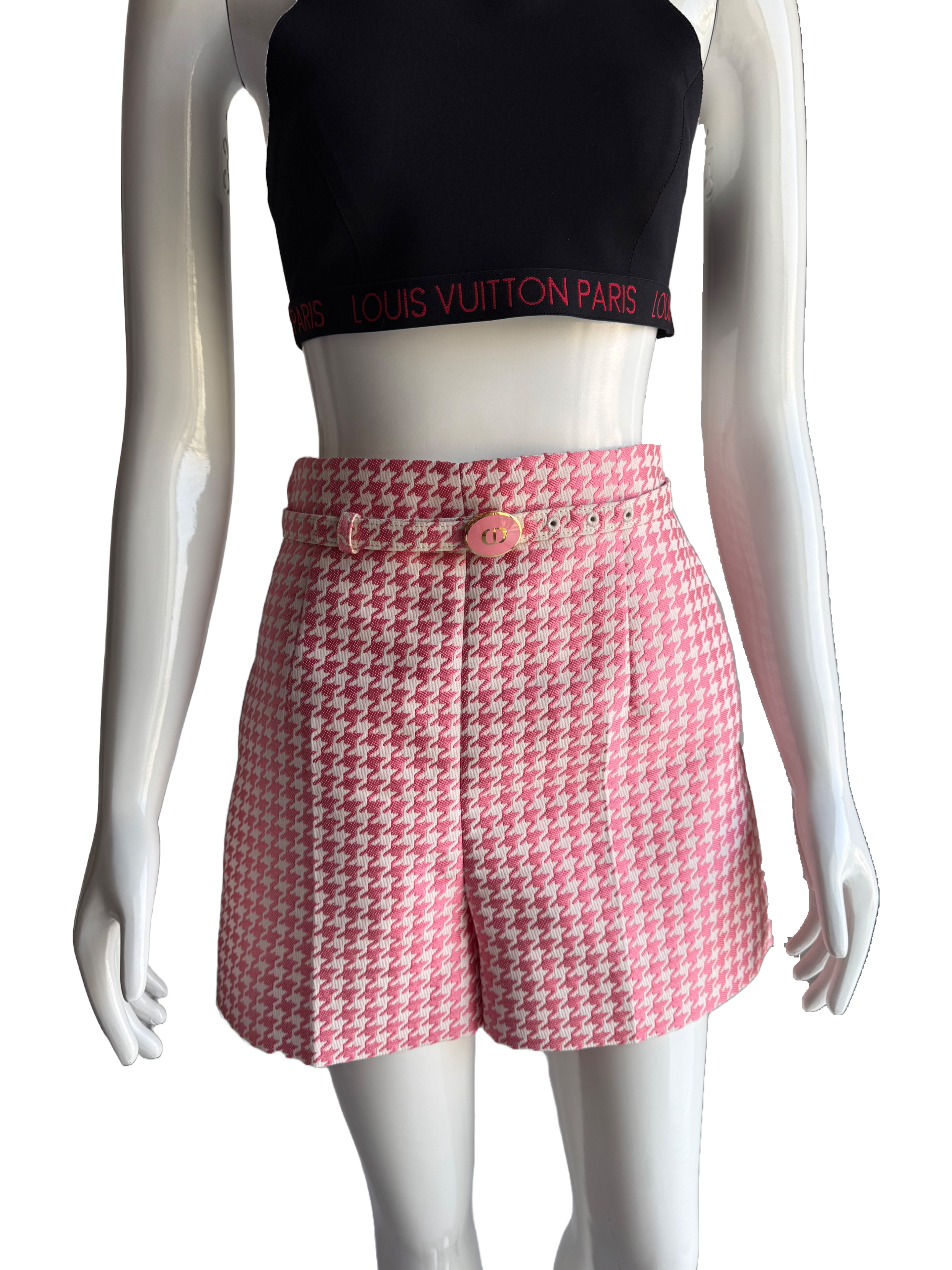 Dior houndstooth jacquard belted cruising shorts - size 36