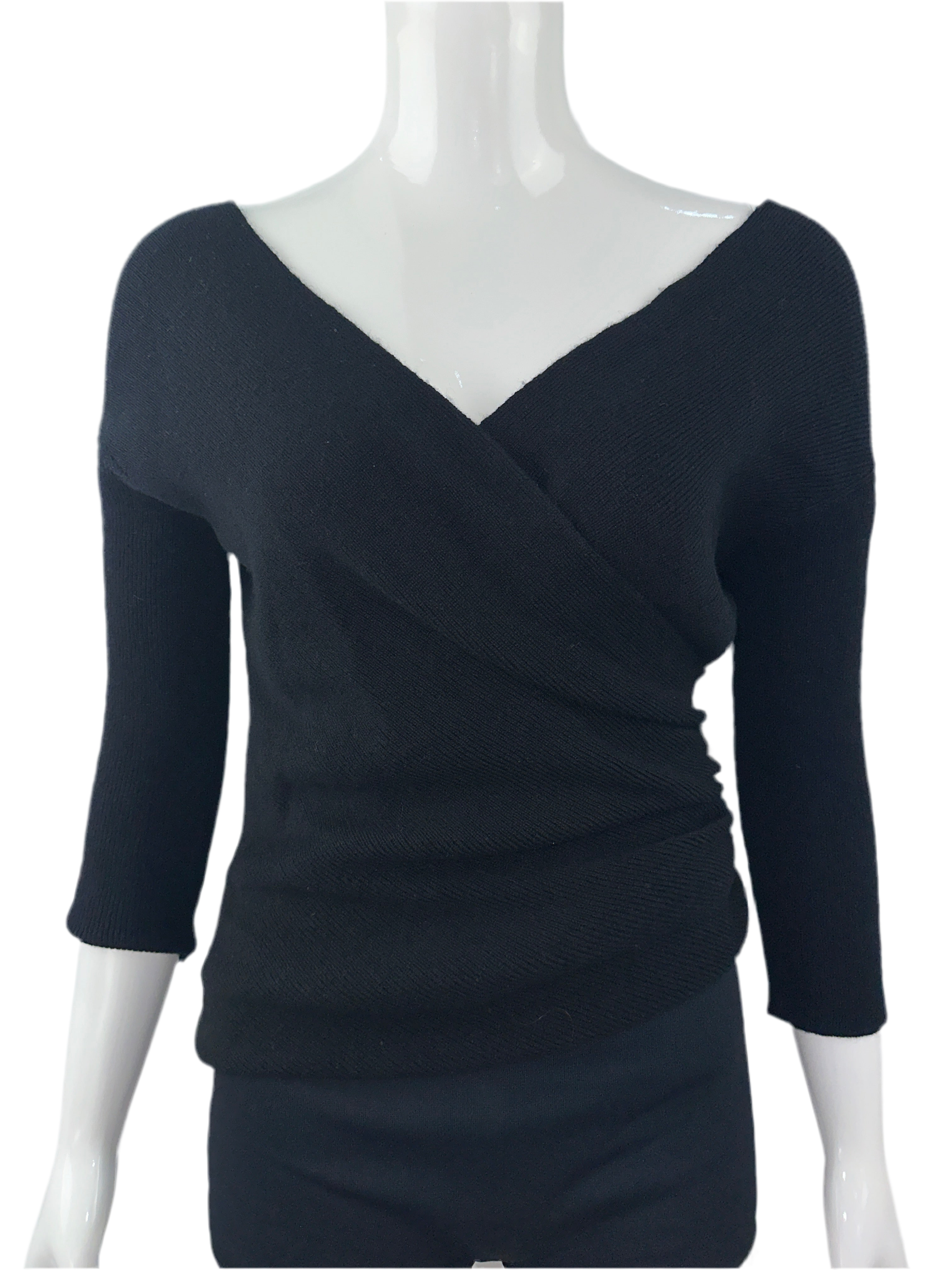 Dior black V-neck sweater, front and back - size 38