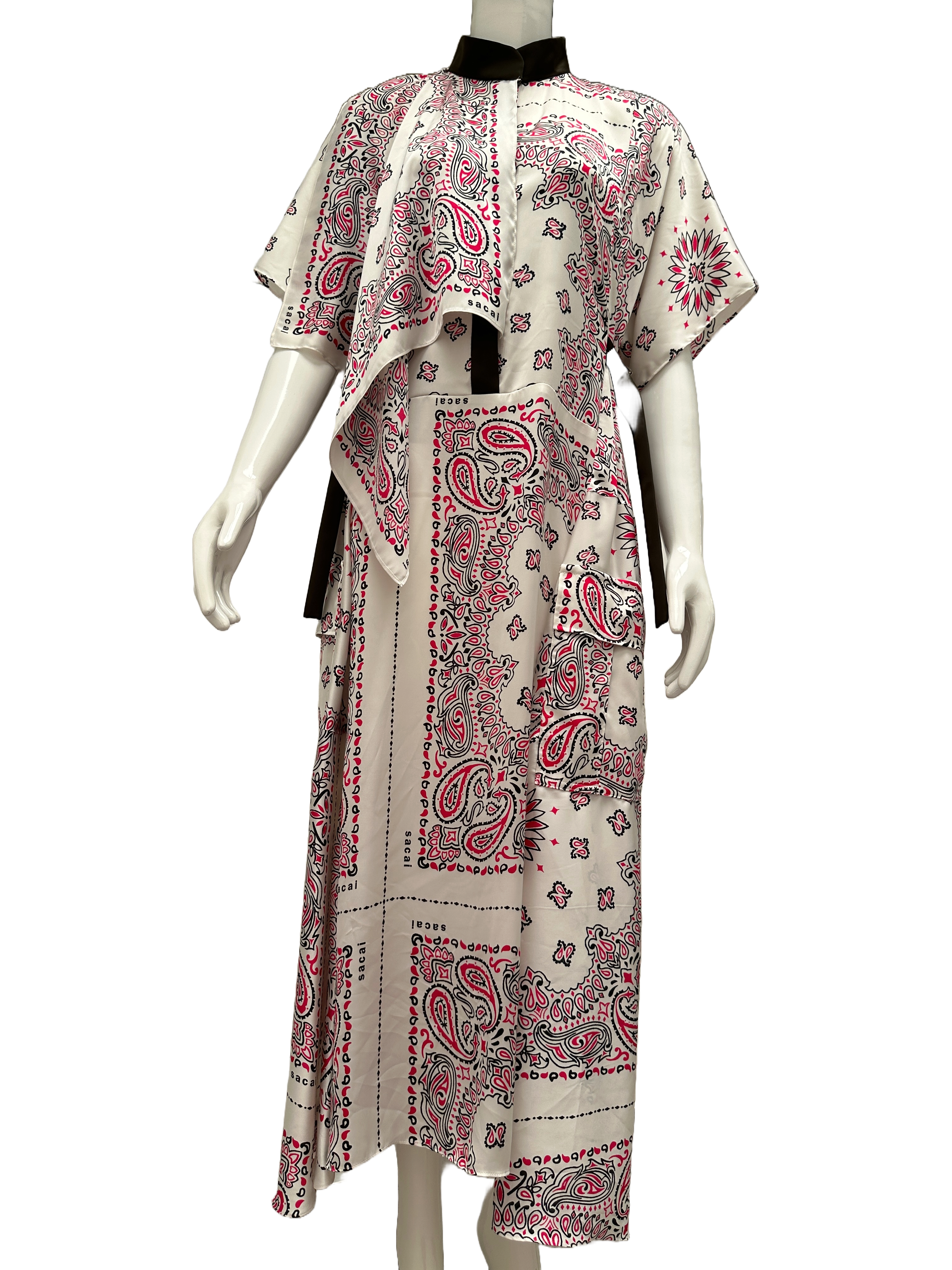 Sacai asymmetrical dress with bandana print - size 38