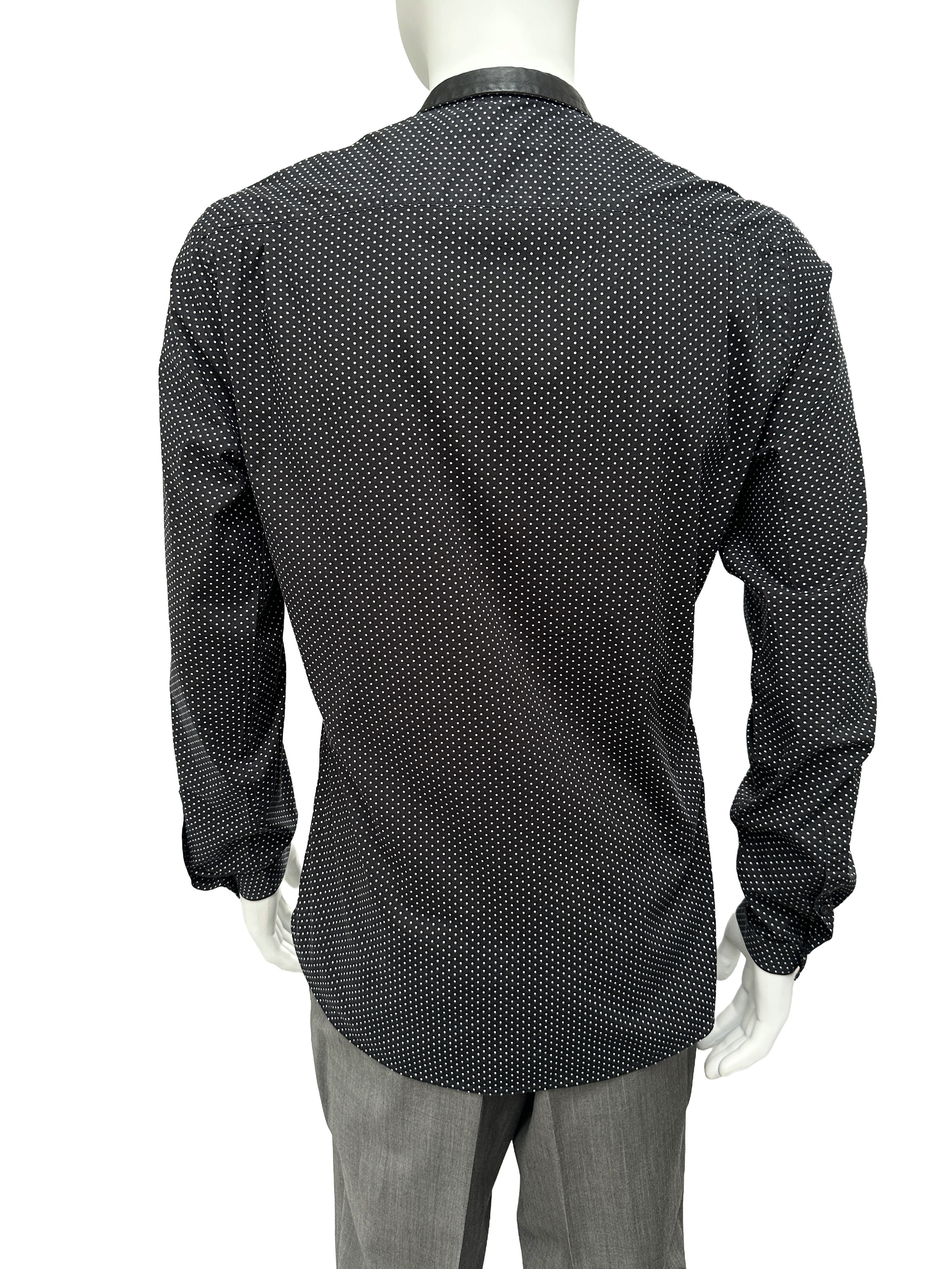 The Kooples black polka dot shirt with leather collar - size M