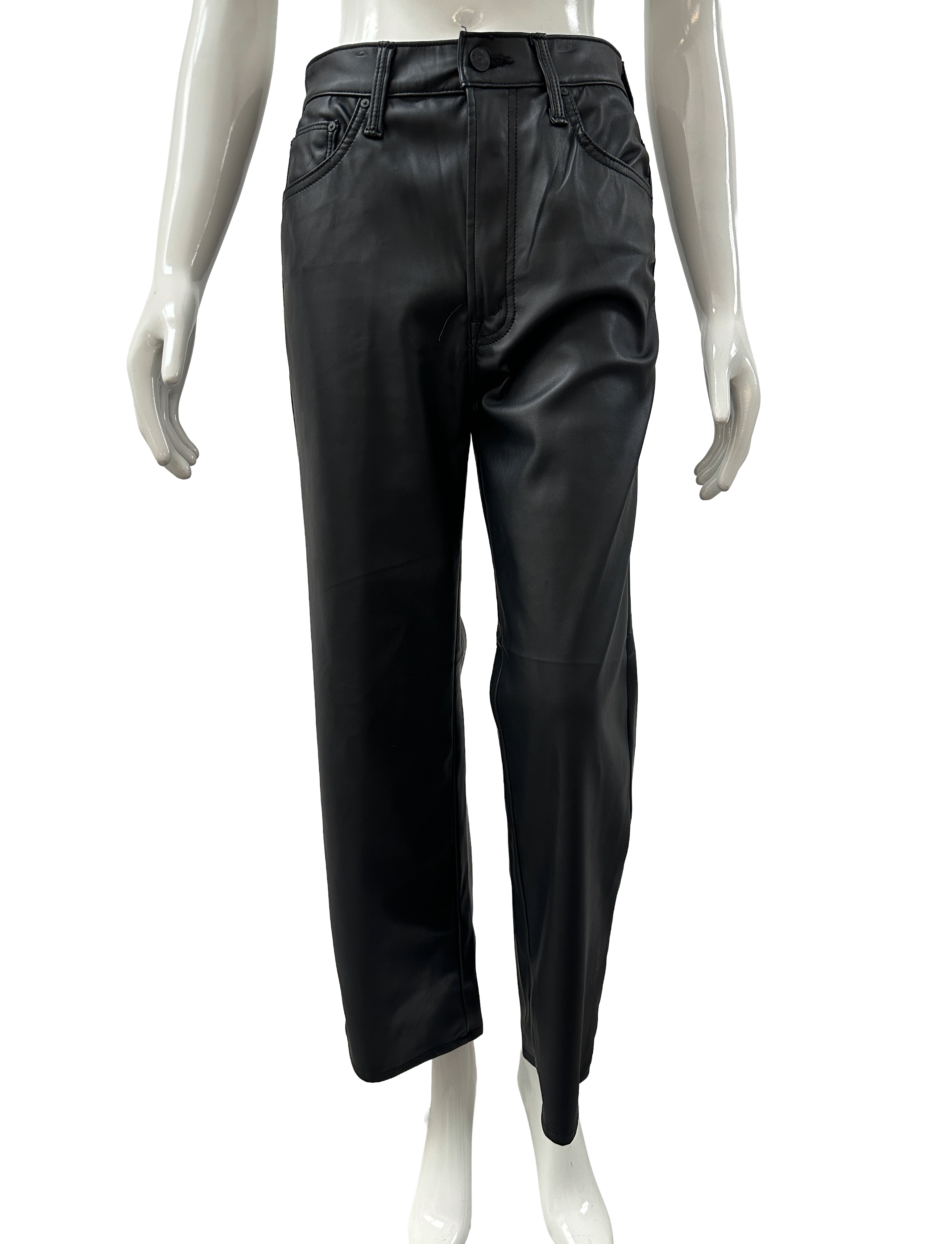 Mother the Rambler zip ankle black faux leather pants - size 27