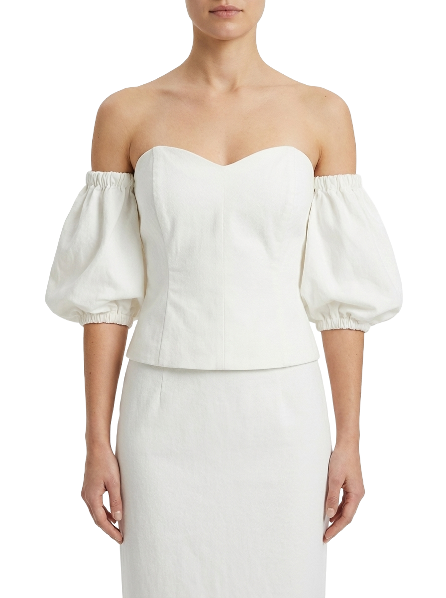 Sorelle off-shoulder corset top with balloon sleeves - size M