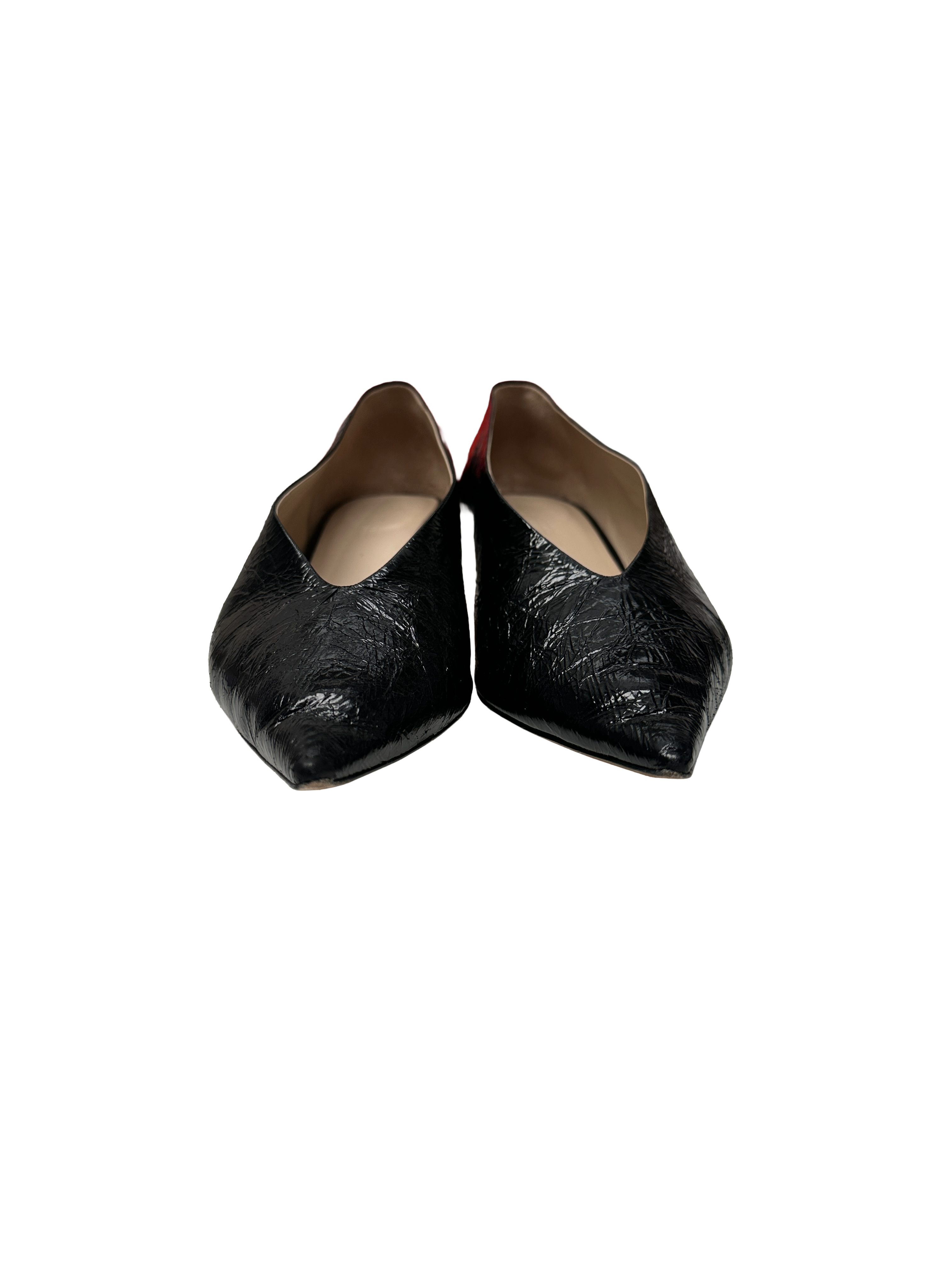 Le Monde Béryl black crinkled leather kitten heel pumps - size 37.5