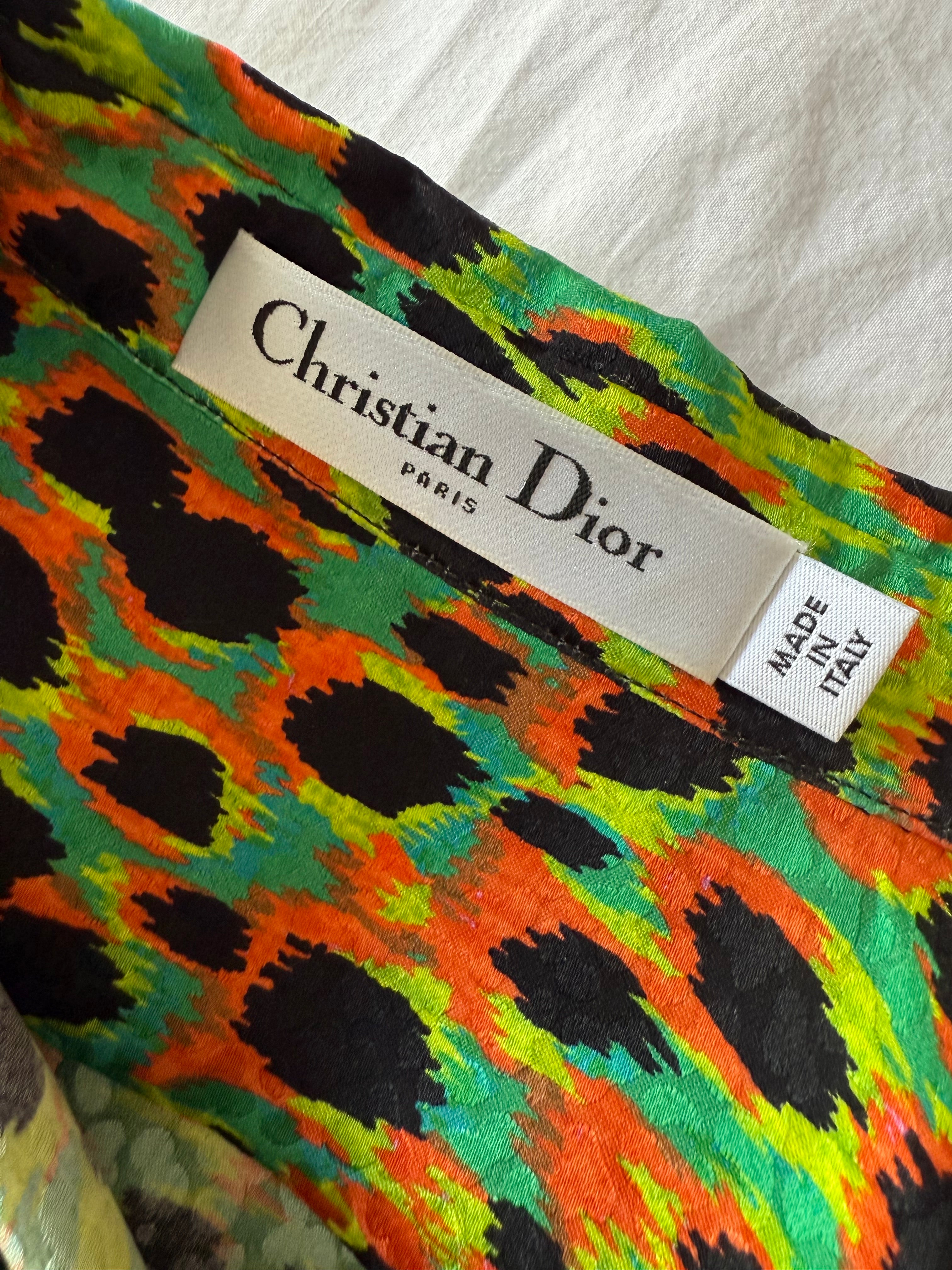 Dior green leopard and multicolor shirt - size 36