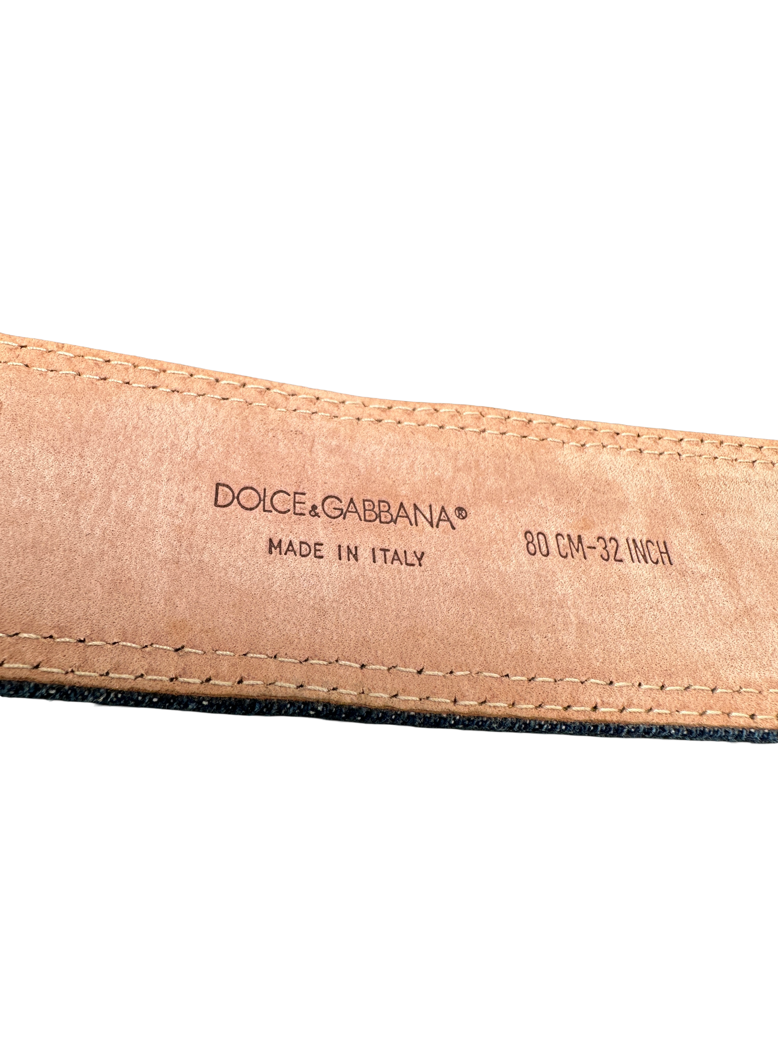 Dolce & Gabbana denim and leather belt - size 80cm