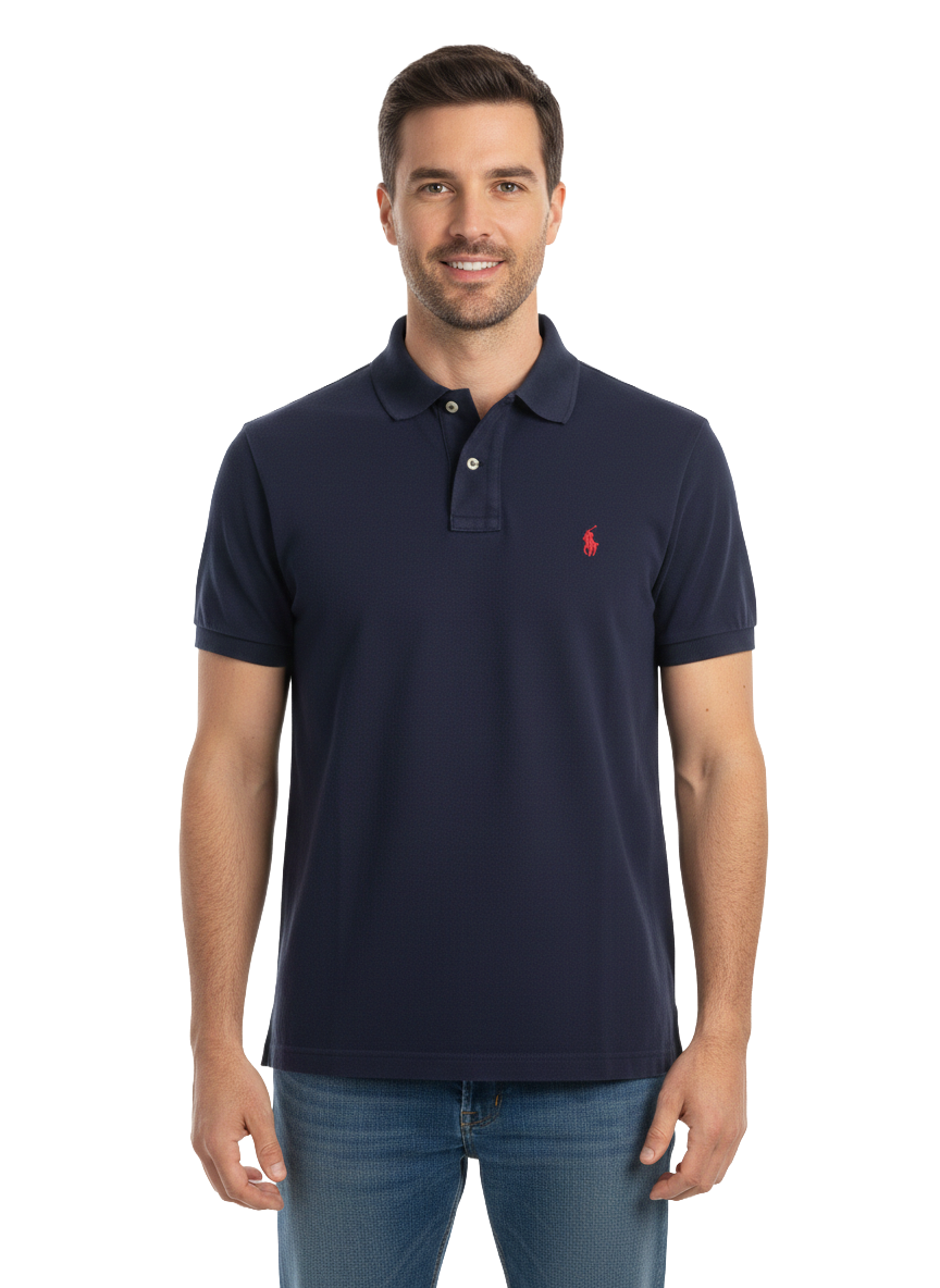 Polo Ralph Lauren navy custom slim fit polo shirt - size L