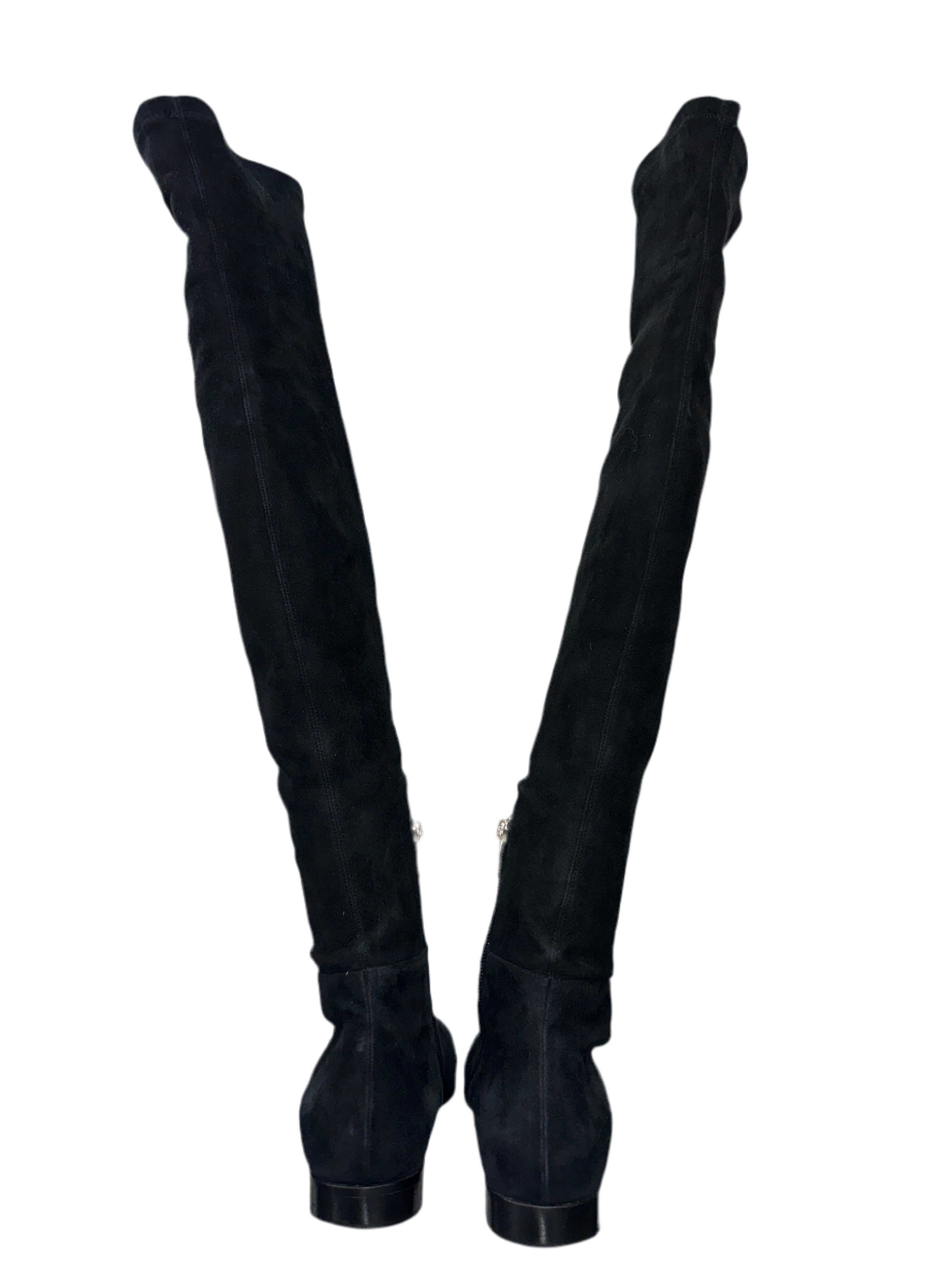 Jimmy Choo Myren flat suede stretch thigh boots - size 36