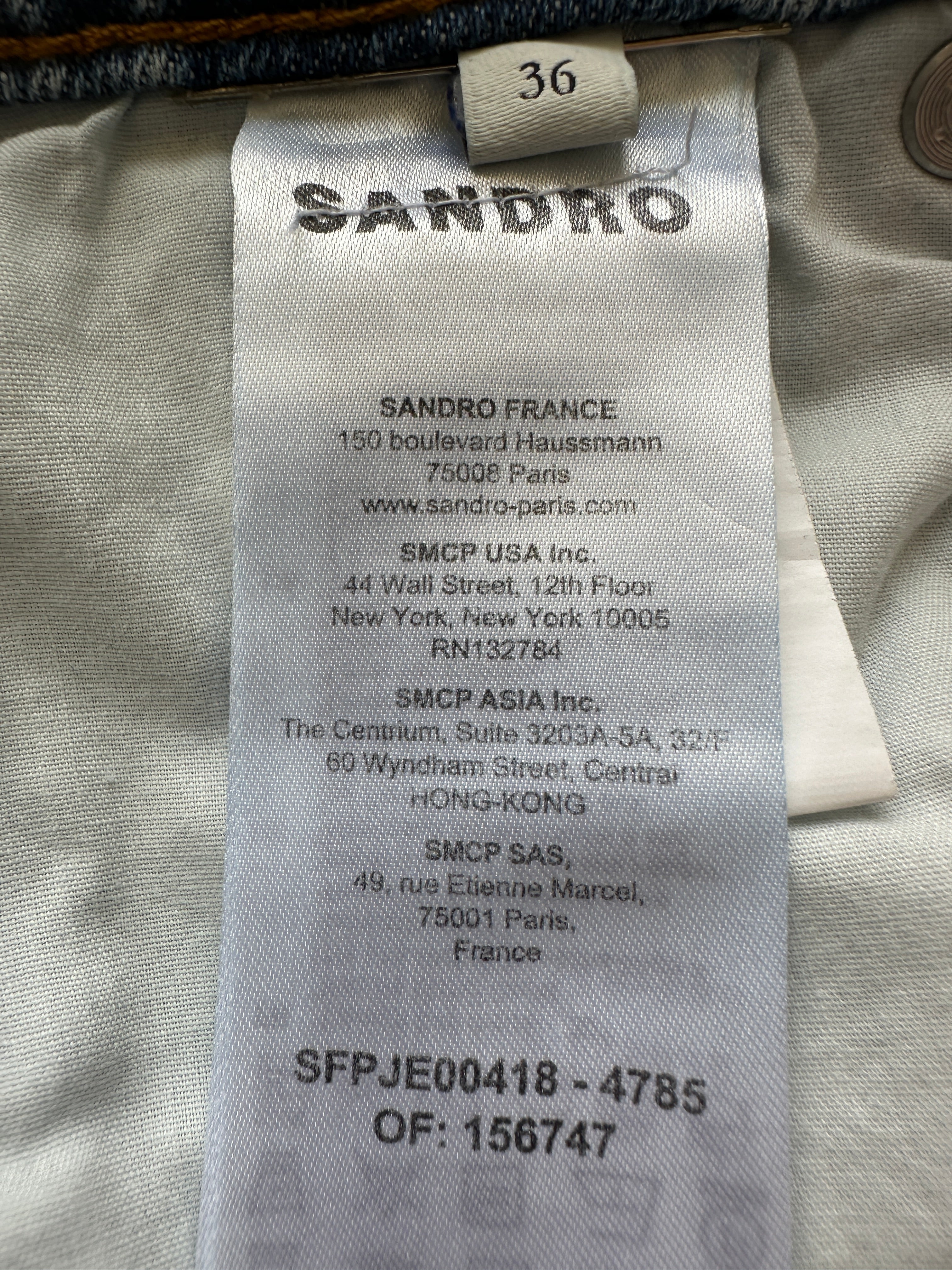 Sandro Ripped Blue Jean with belt - size 36