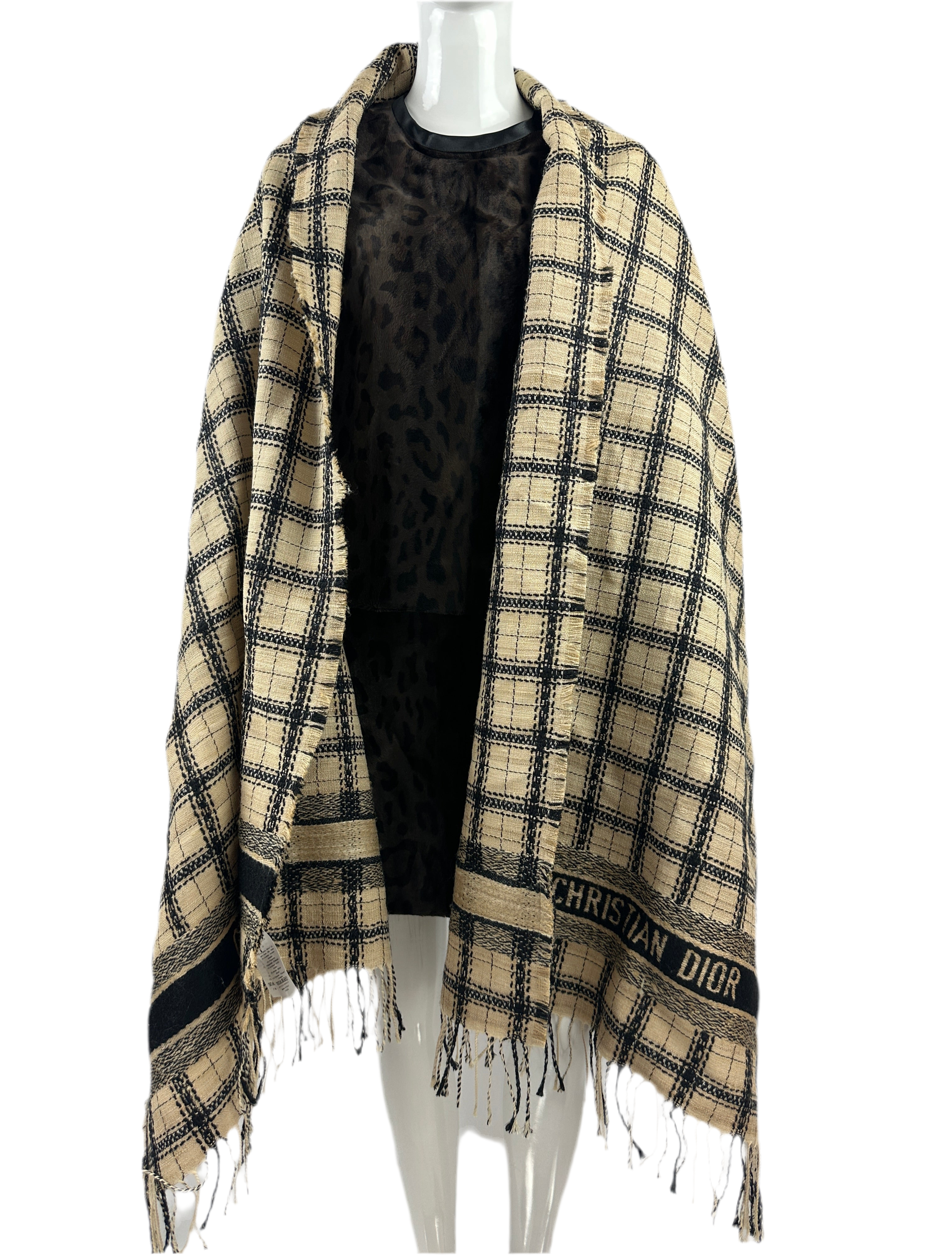 Dior black wool-blend stole