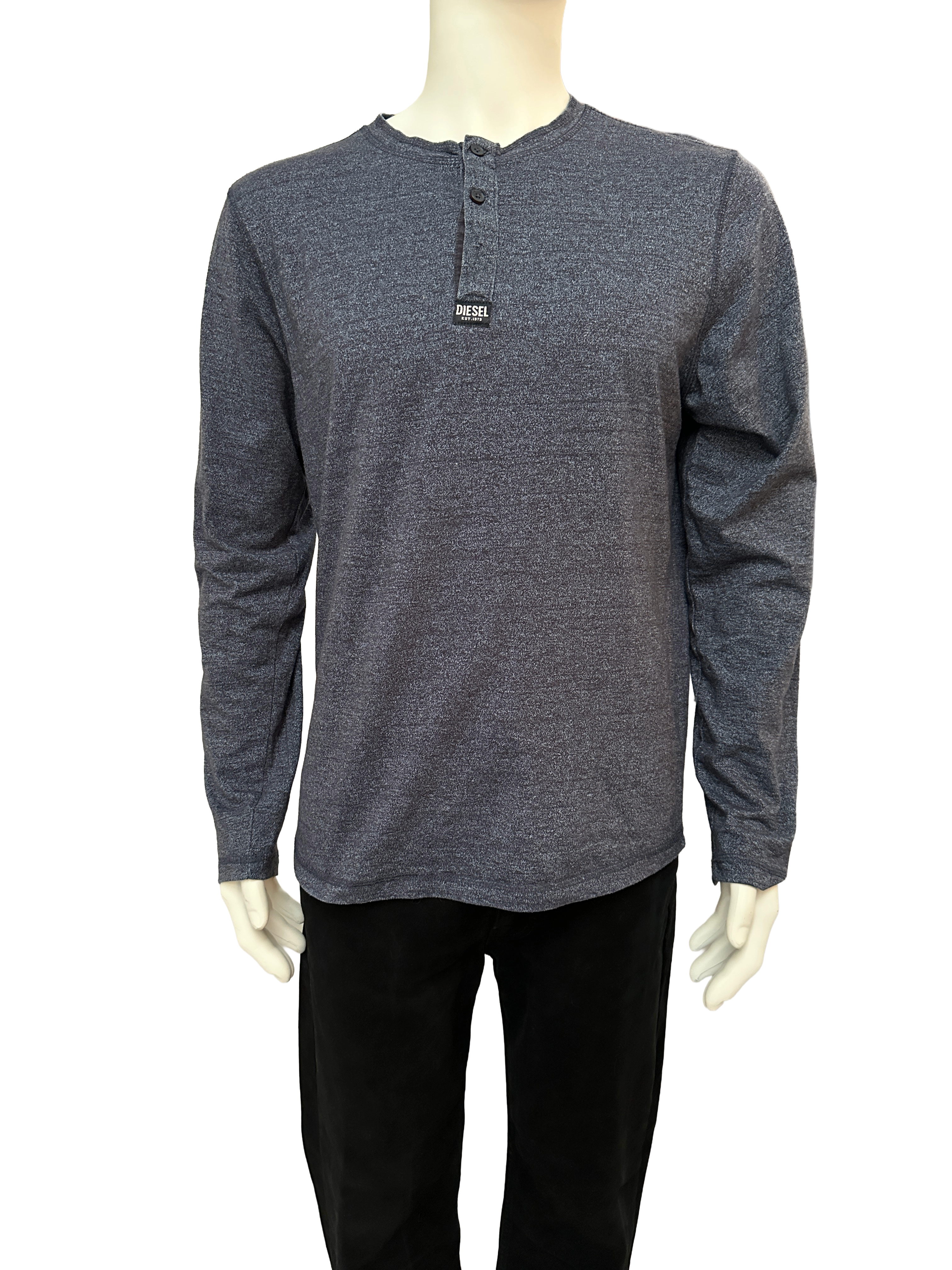Diesel blue melange henley long sleeve - size M