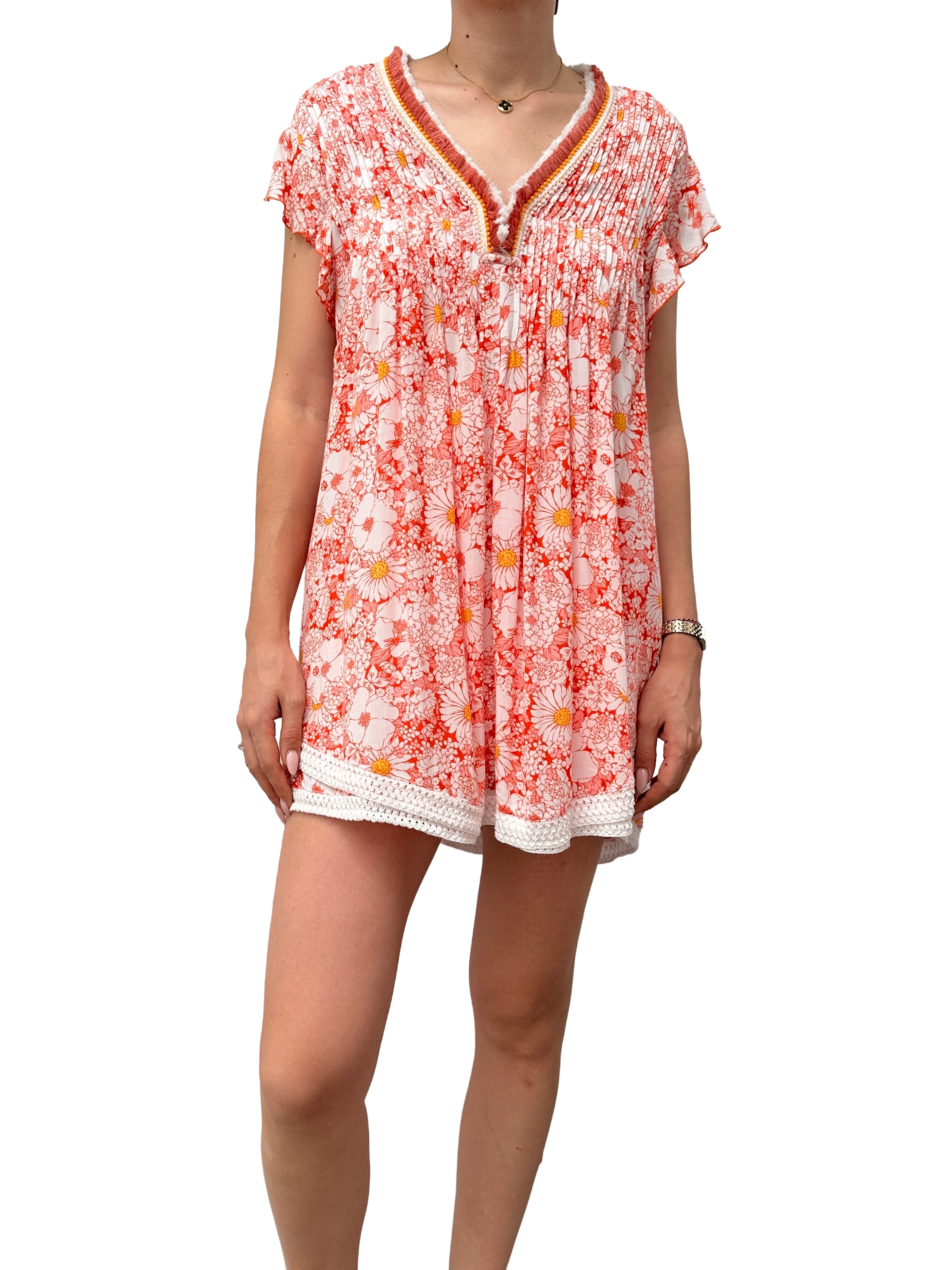 Poupette St Barth Sasha floral red dress - size 36