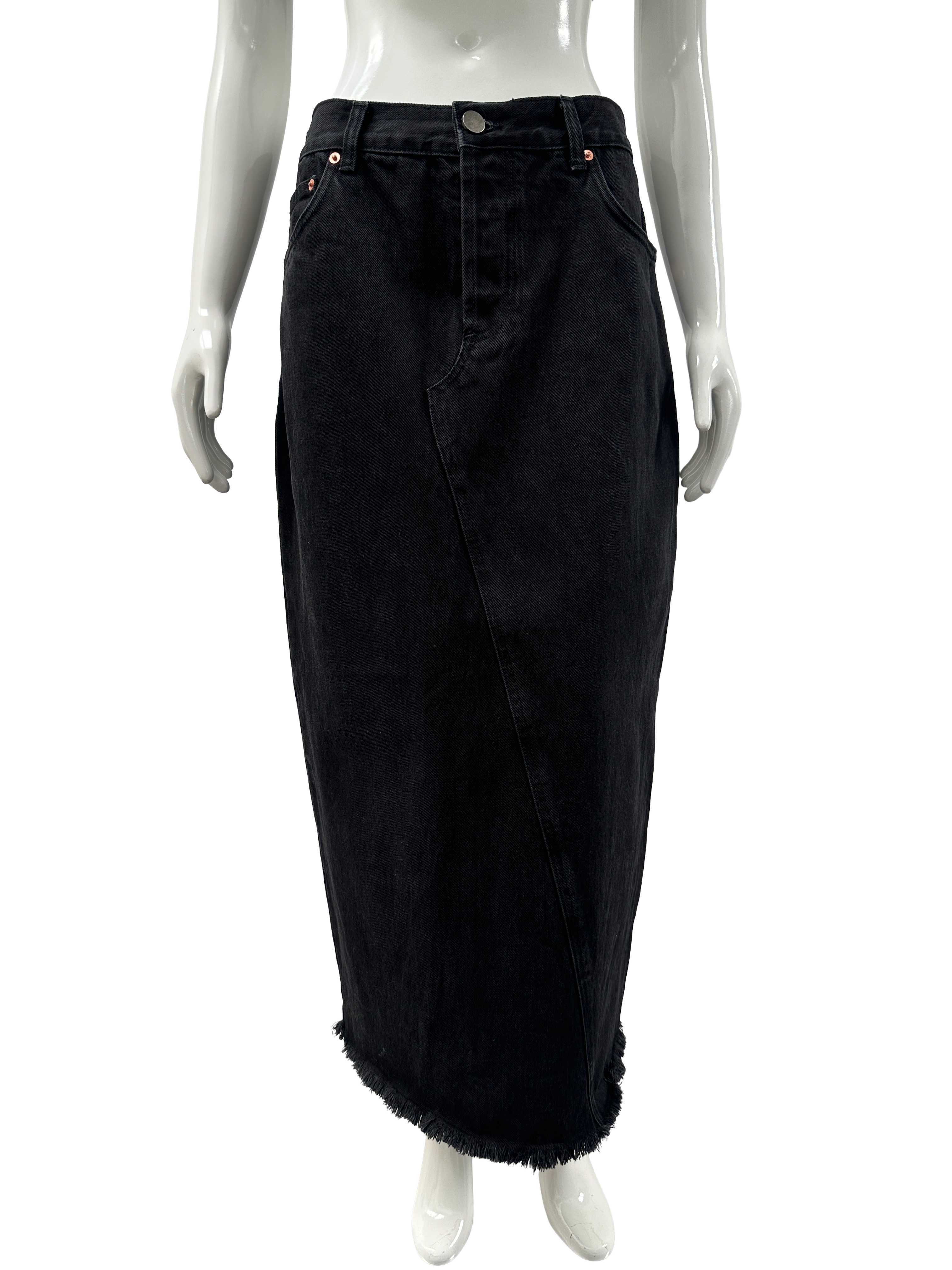 Raey black organic cotton denim midi skirt - size 40