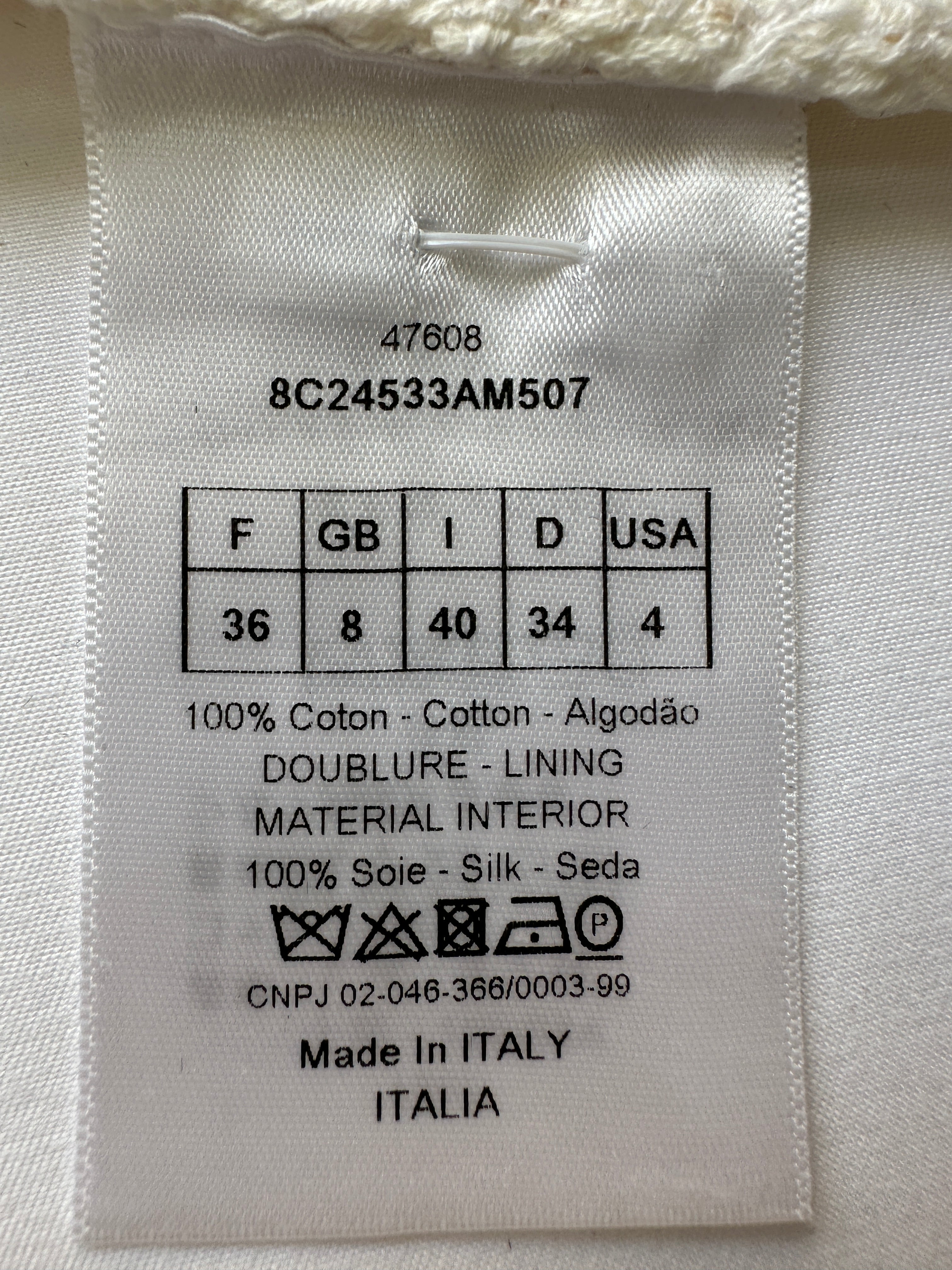 Dior white crochet top with lining - size 36