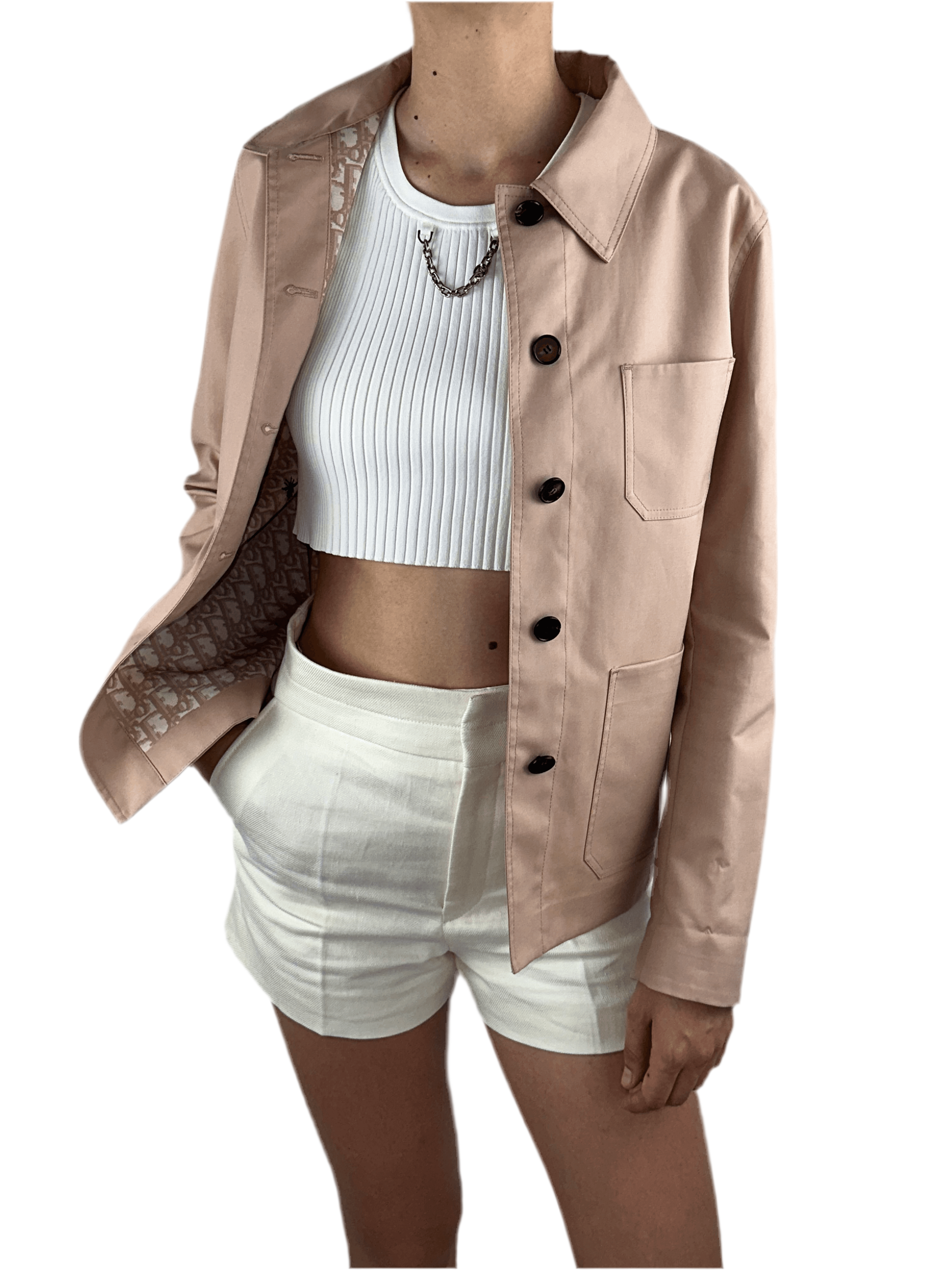 Dior pink cotton jacket with embroidered bee - size 34