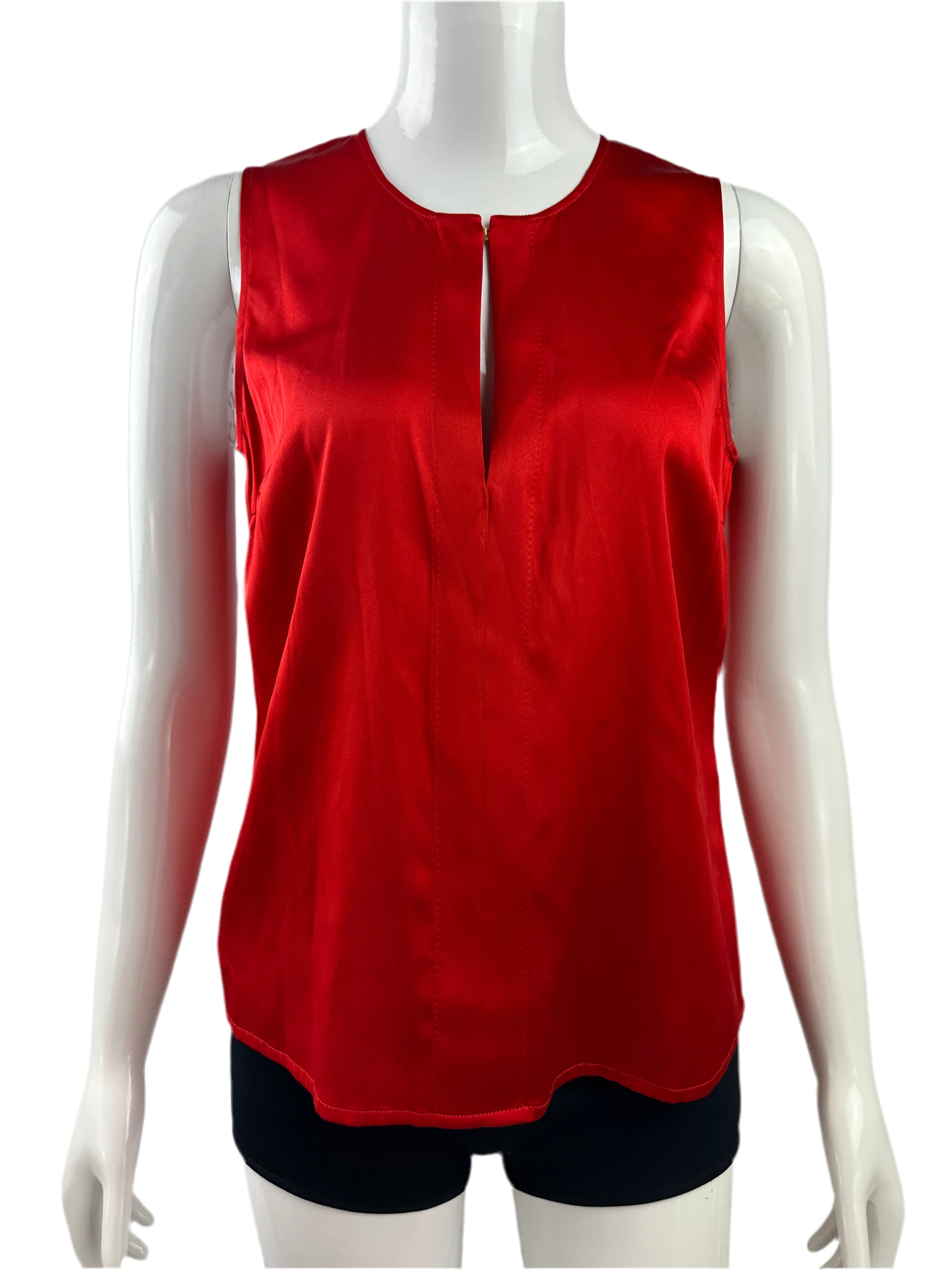 Hugo Boss sleeveless red top with neckline opening - size 36