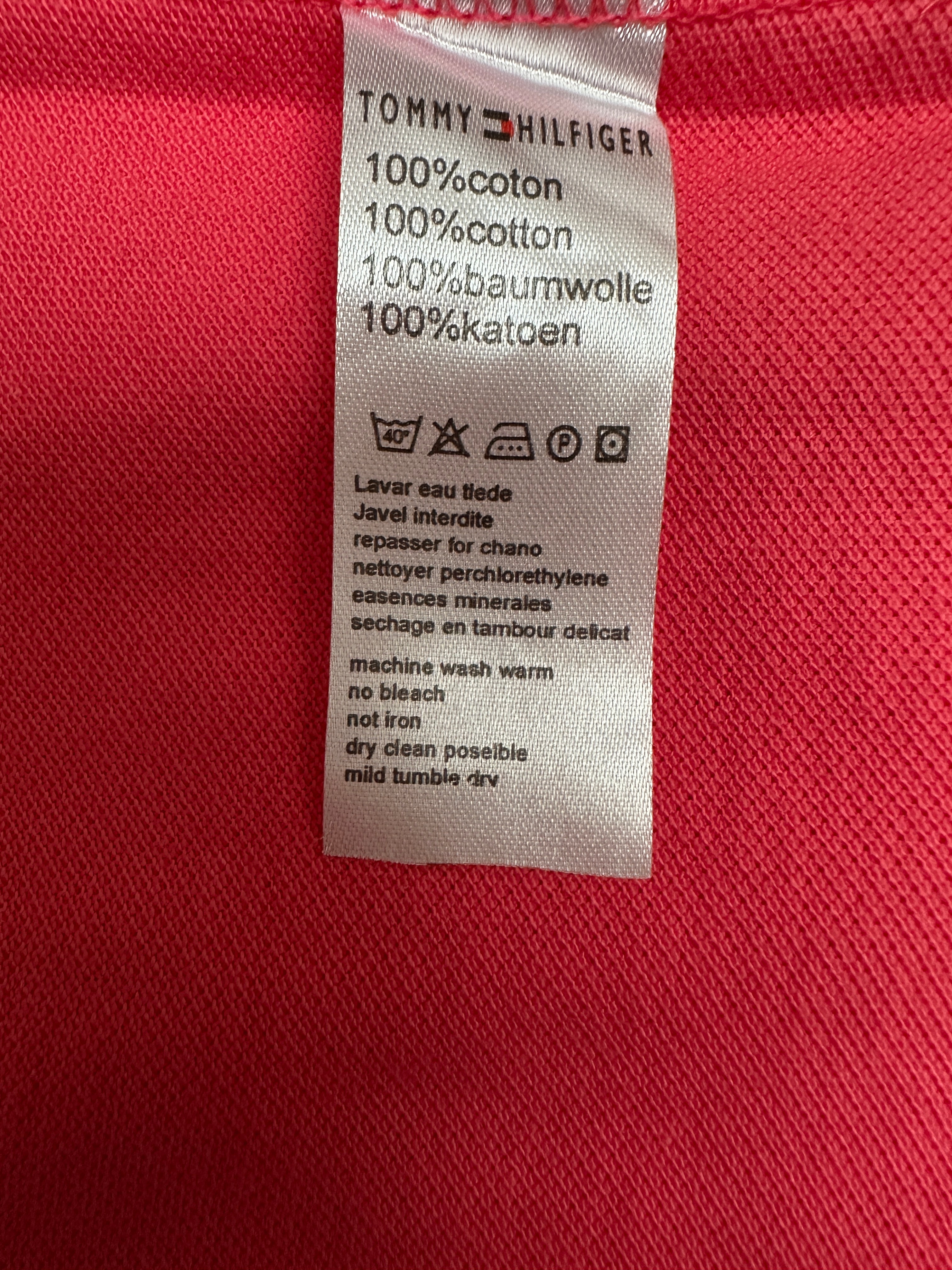 Tommy Hilfiger coral long sleeve polo shirt - size L