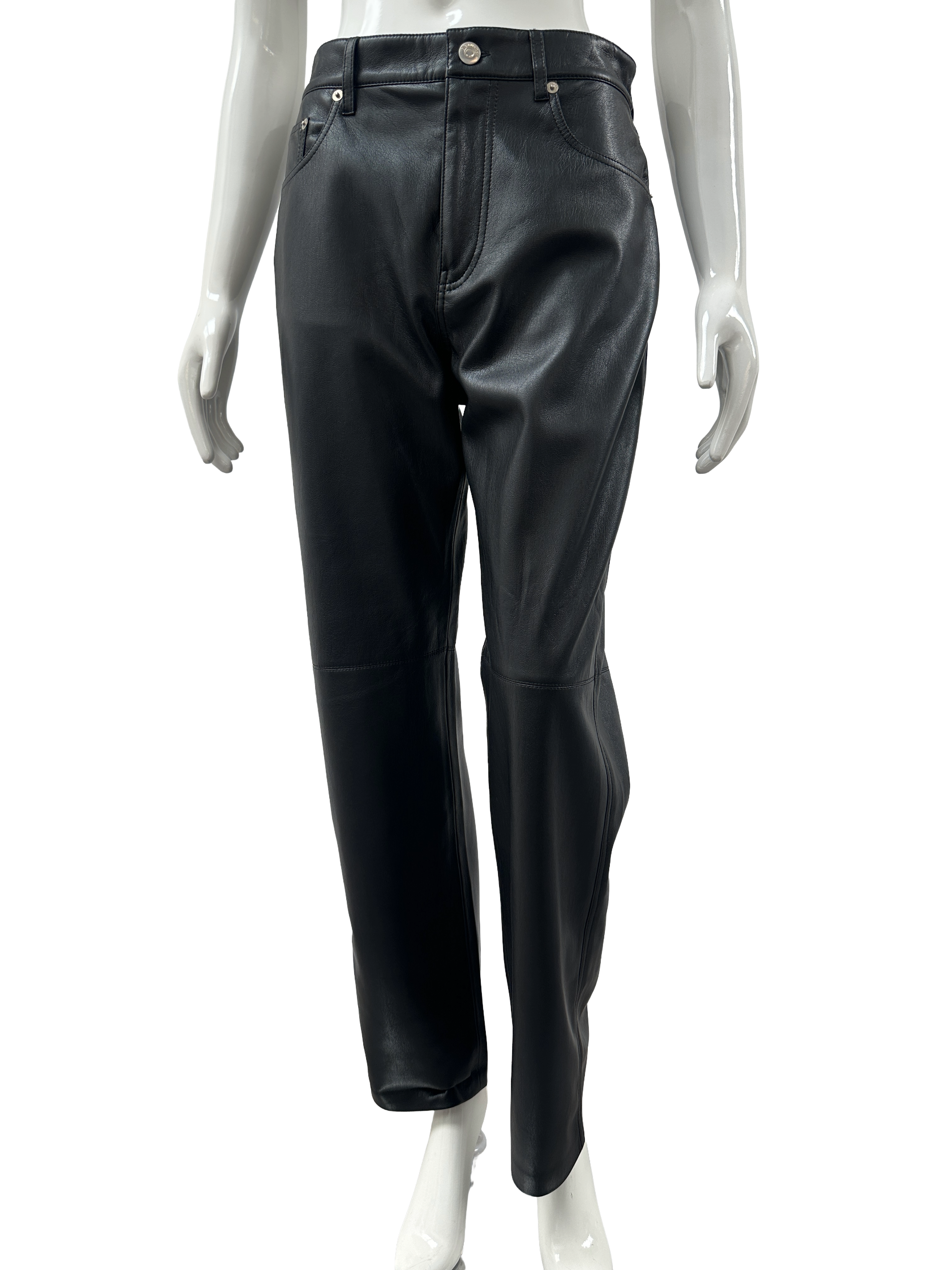 Nanushka black vegan leather straight-leg pants - size M