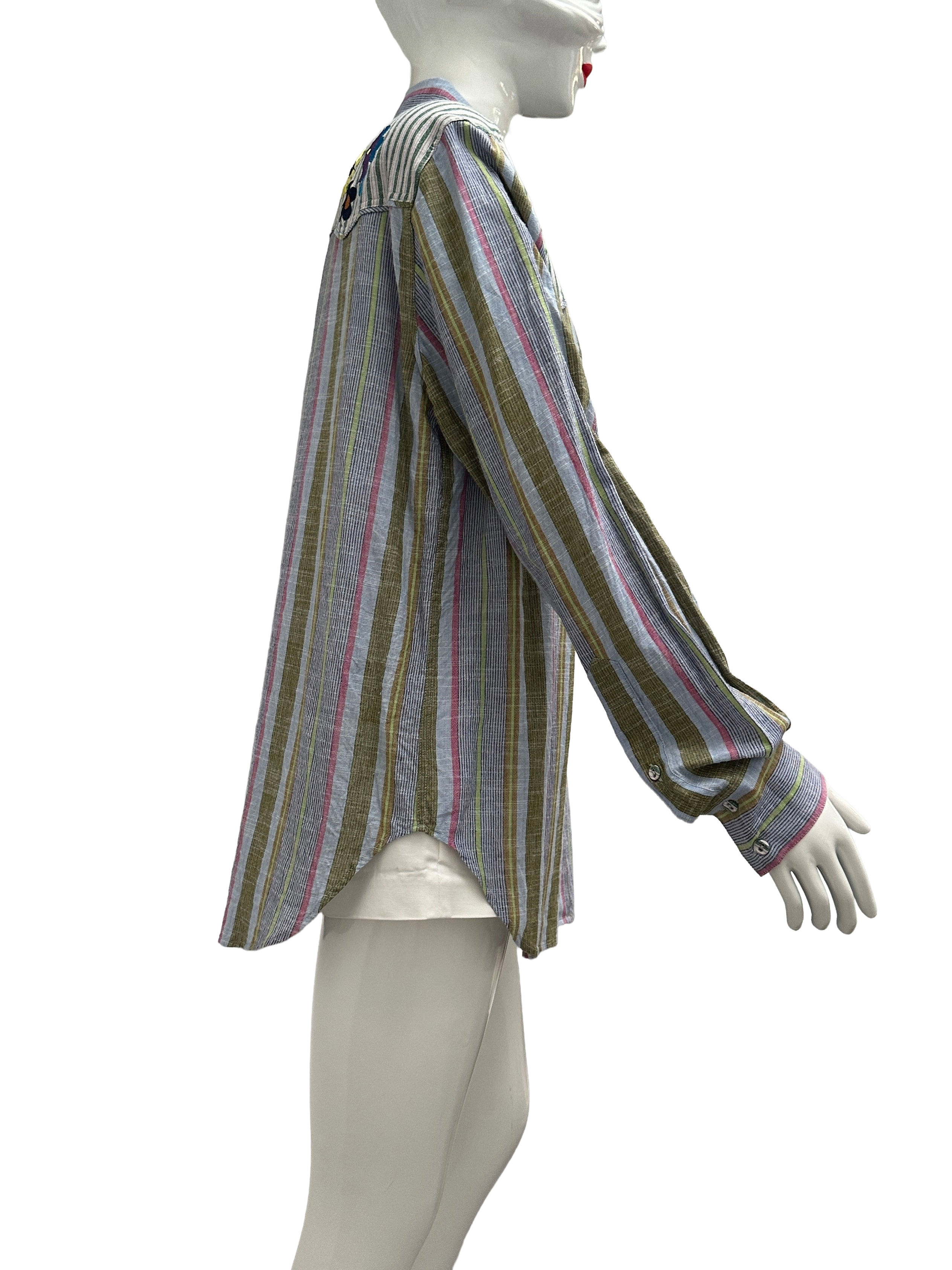 Monoki Striped, colorful cowboy shirt - size 38