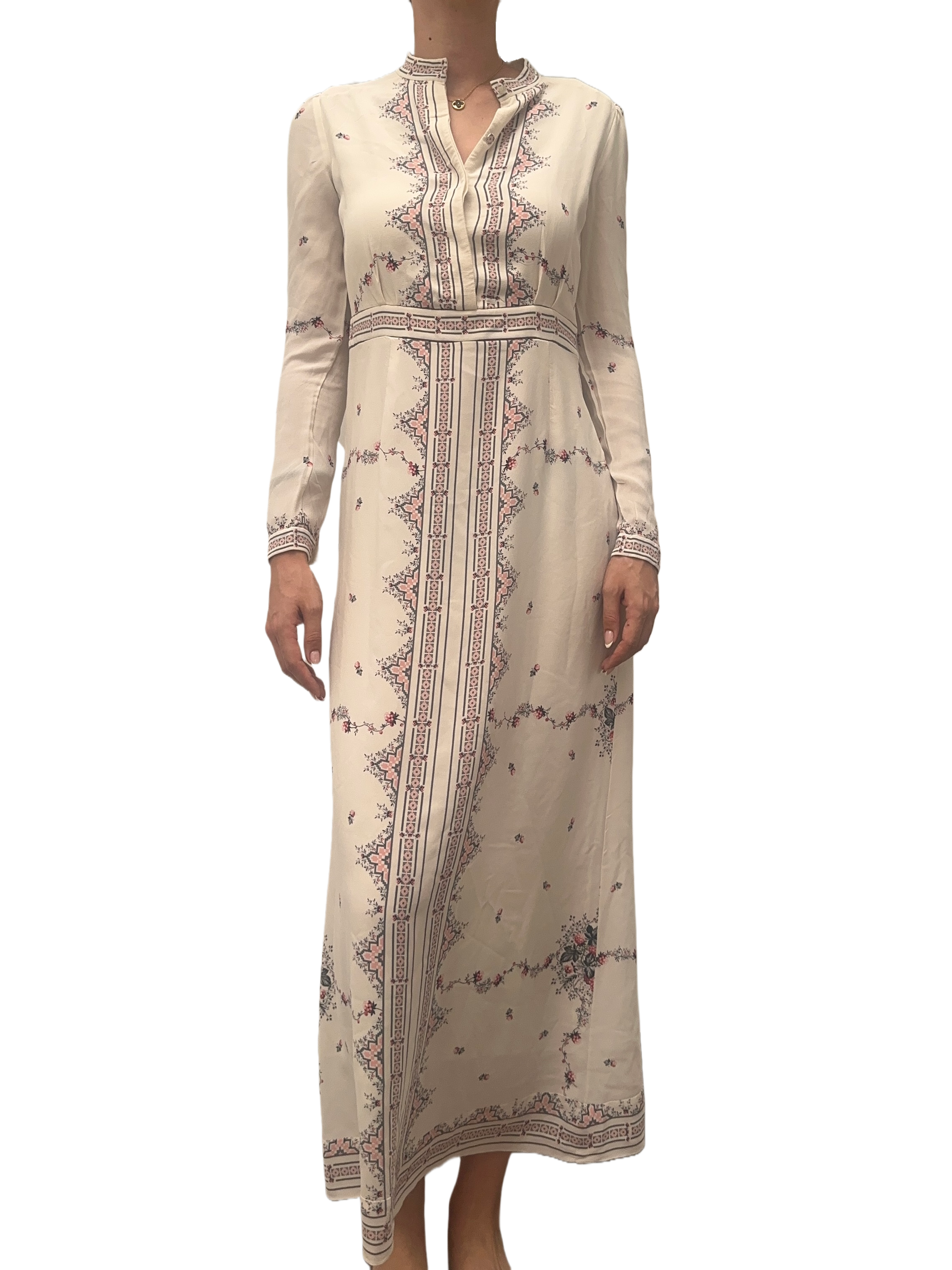 Vilshenko off-white dress with pink and grey motif - size 40