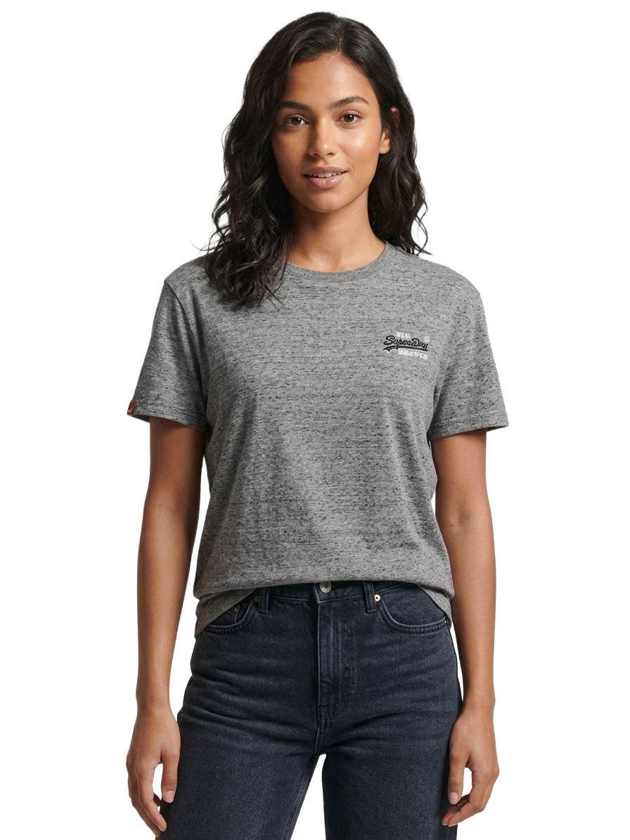 Superdry orange label grey logo t-shirt - size S