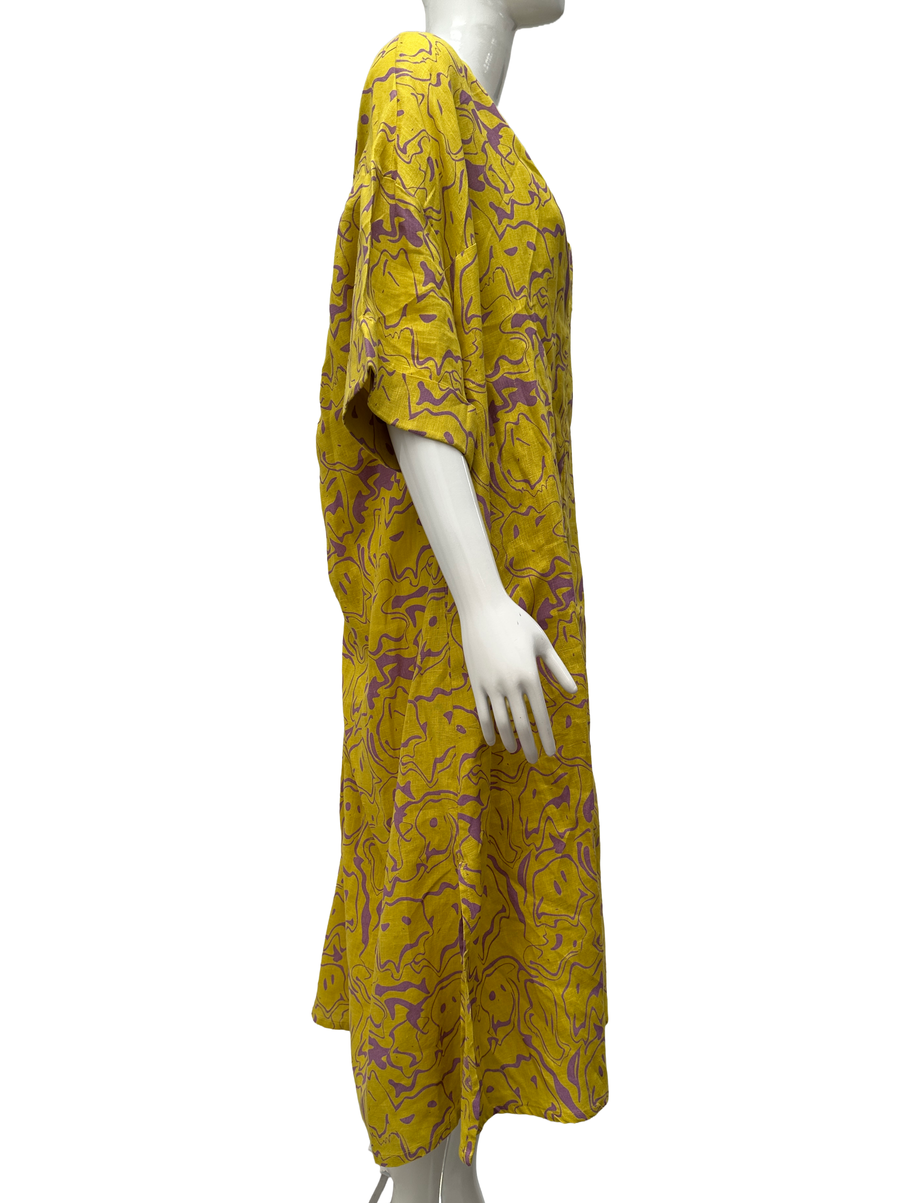 OAS yellow printed linen dress - size XS/S