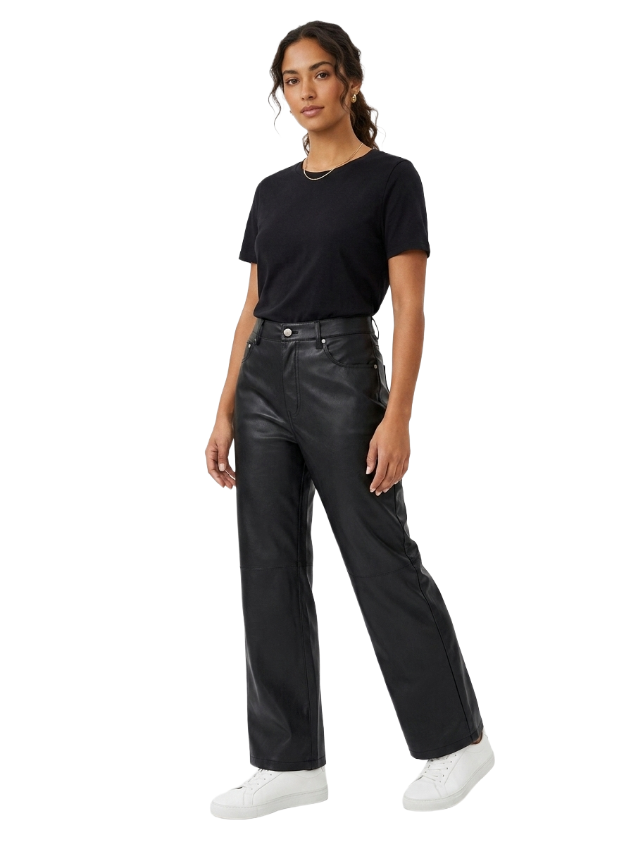 Nanushka black faux leather straight-leg pants - size M