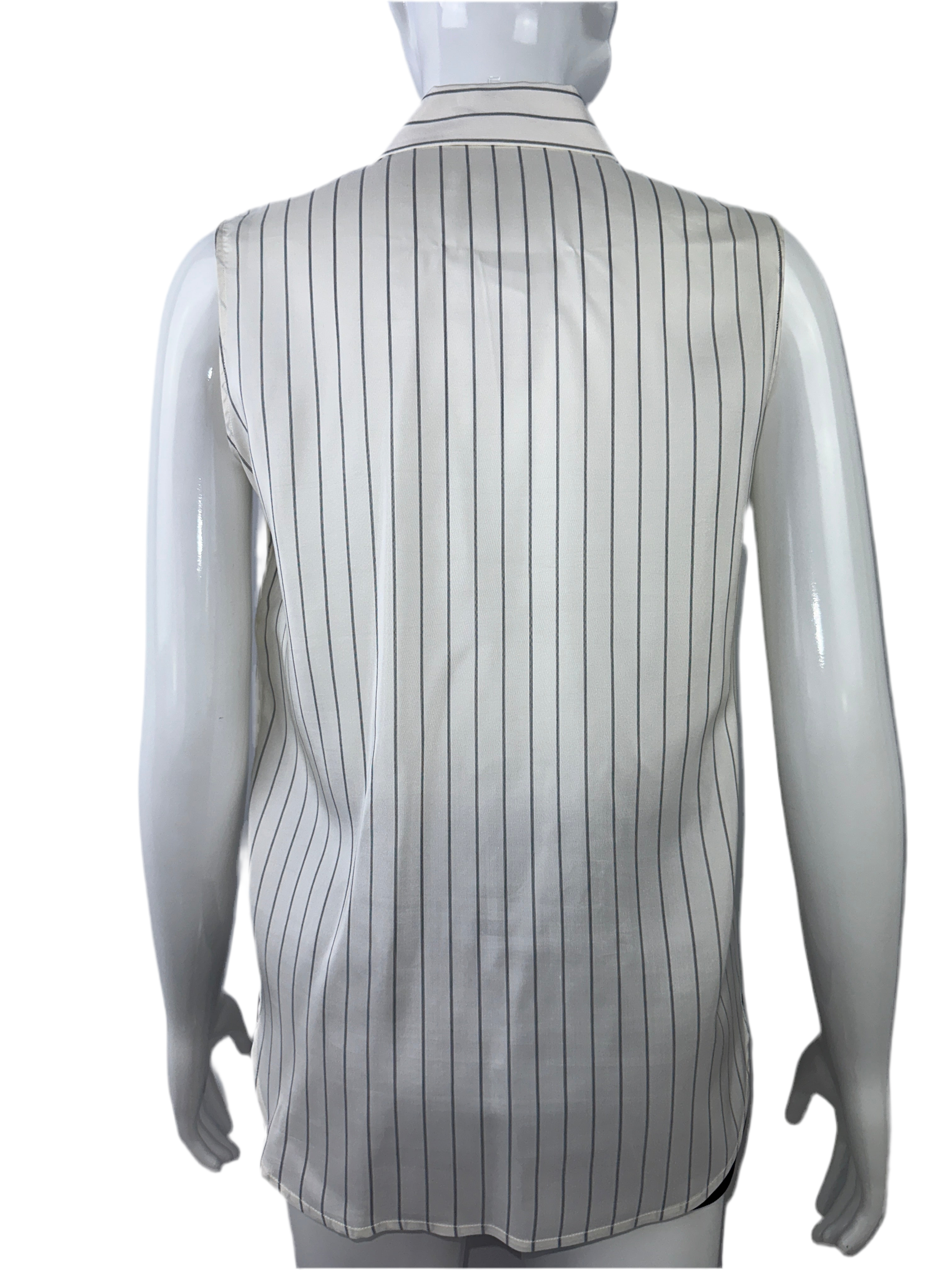 Dior white and black striped sleeveless blouse - size 36