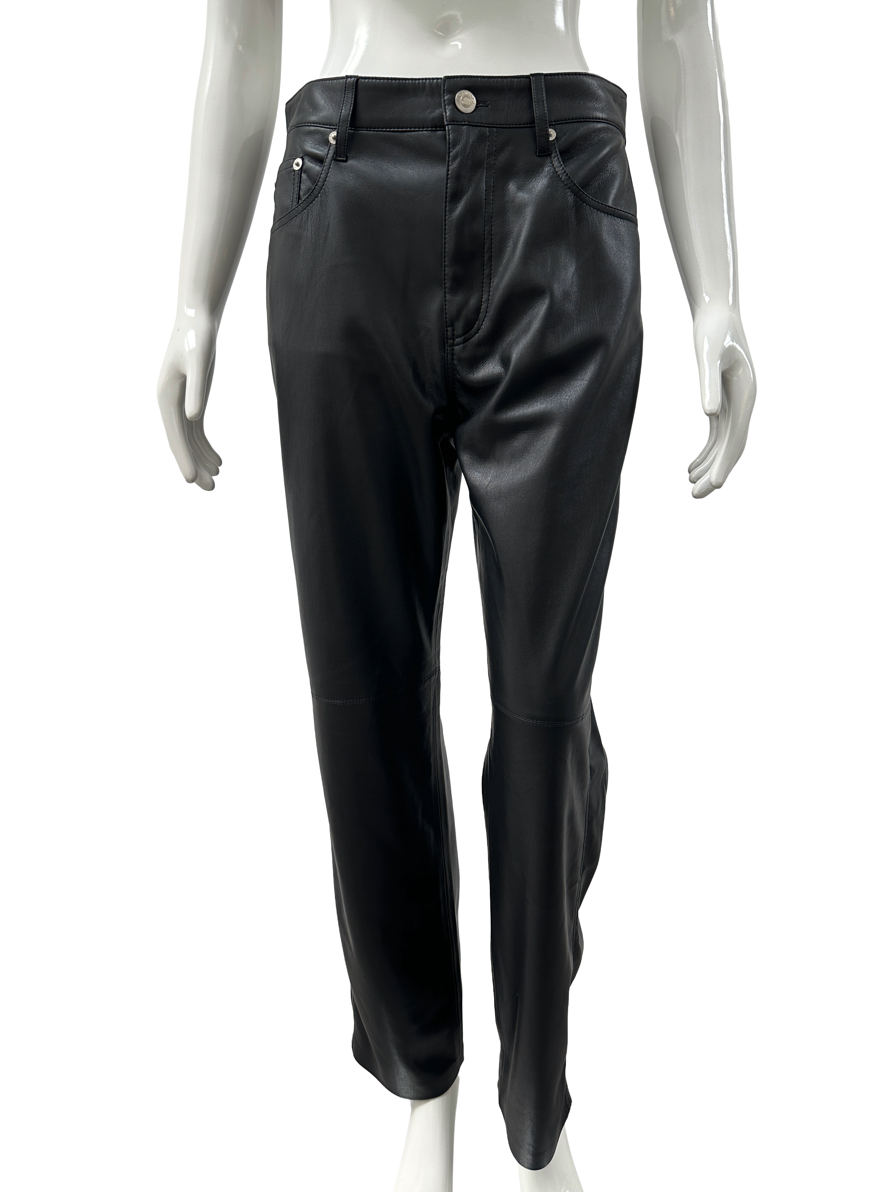 Nanushka black faux leather straight-leg pants - size M