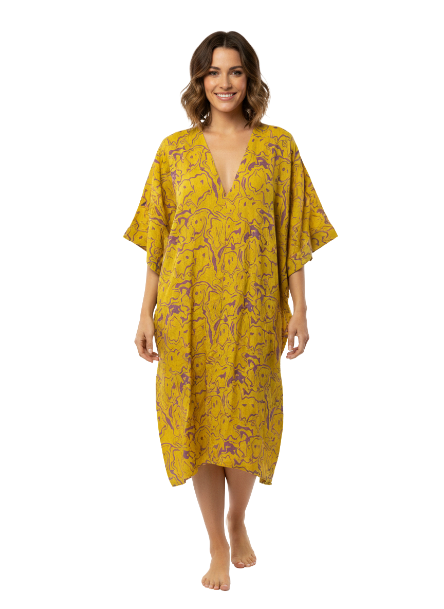 OAS yellow printed linen dress - size XS/S