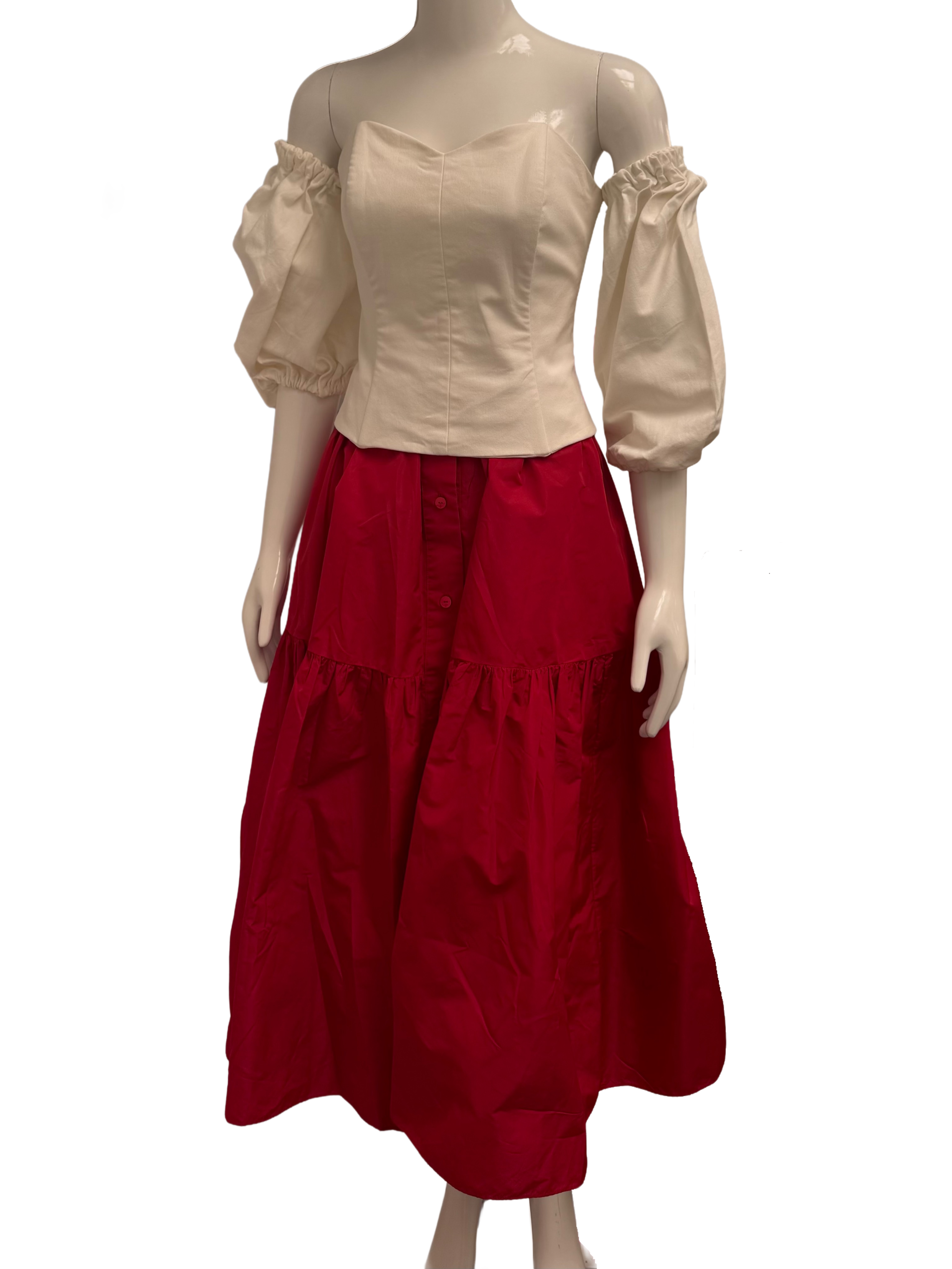 Patou voluminous tiered red skirt - size 40
